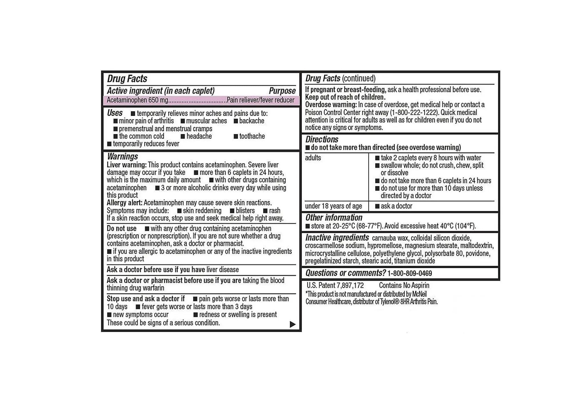 Compare to Tylenol Arthritis Pain Active Ingredient. - Member's Mark - Arthritis Pain Reliever, Extended Release, Acetaminophen 650 mg, 400 CapletsQ MEMBER´S MARKBuy Supplements Australia