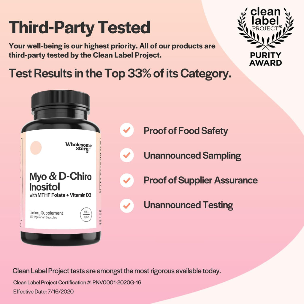 Myo-Inositol & D-Chiro Inositol Capsules with MTHF, Folate, Vitamin D| Support for Ovarian Function, Hormone Balance, & Homocysteine Levels | Fertility Supplements for Women | 40:1 Ratio Wholesome StoryBuy Supplements Australia