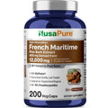 NusaPure French Maritime Pine Bark 30:1 Extract, 400 mg Equivalent to 12,000 mg Per Veggie Caps 200-Day Supply, Bioperine (Non-GMO & Vegan) NusaPureBuy Supplements Australia