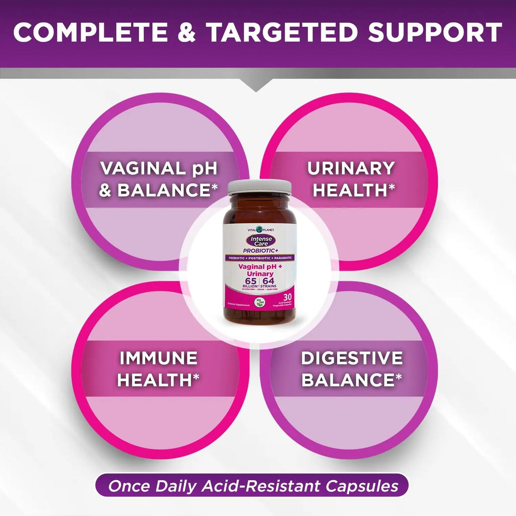 Vital Planet - Intense Care Vaginal pH & Urinary Probiotics, Prebiotics, Postbiotics, Parabiotics, 4-in-1 Refrigerated Supplement for Adults, 65 Billion CFU, 64 Strains, Digestive and Immune, 30 ct Vital PlanetBuy Supplements Australia