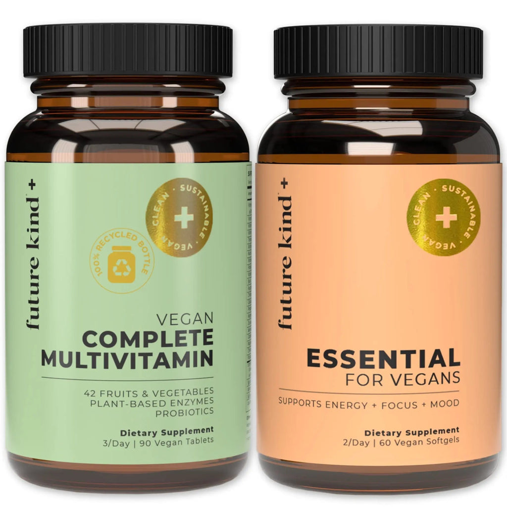 Future Kind Multivitamin Bundle - Vegan Complete Multivitamin and Vegan Essential Multivitamin - Vegan Vitamin B12, Omega 3, and Vitamin D3 - Complete Multivitamin, 42 Vitamins in 1 for Men and Women Future KindBuy Supplements Australia