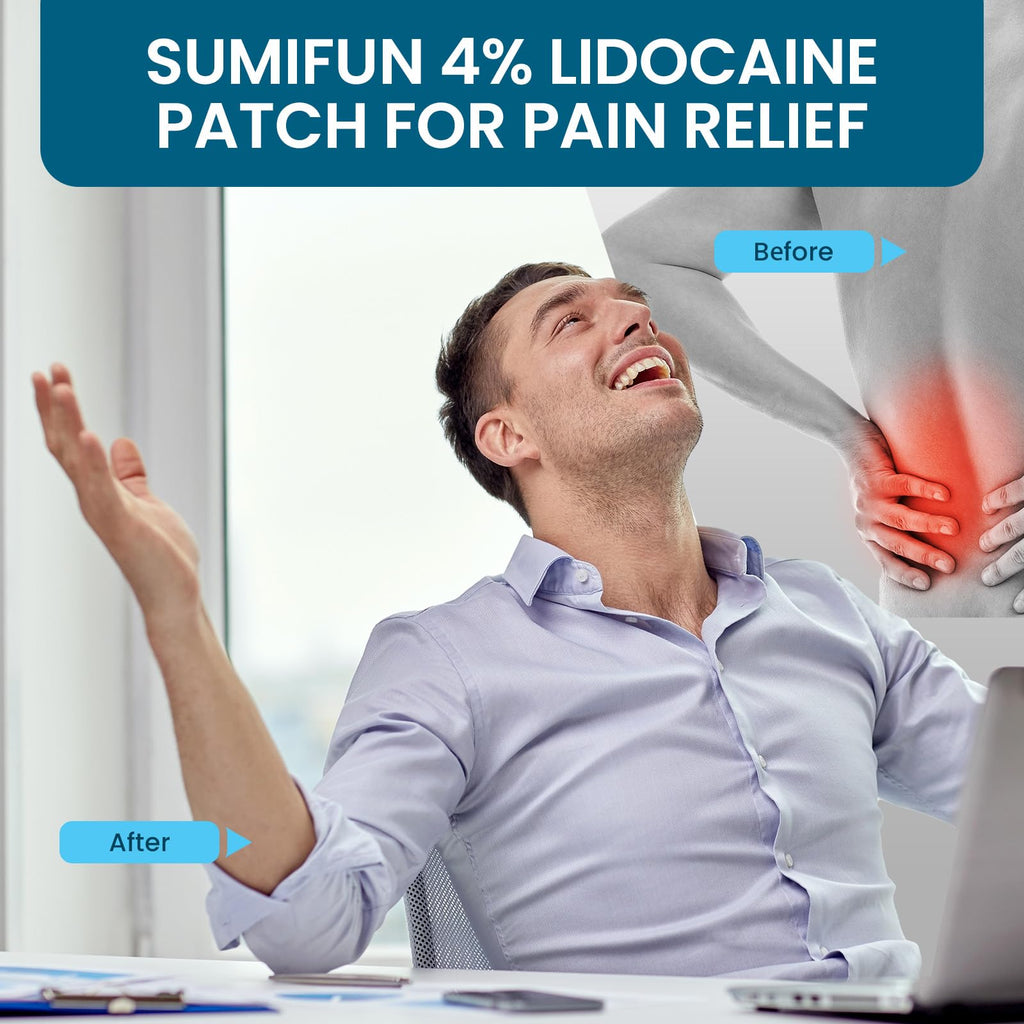 Sumifun 4% Lidocaine Patches, Long Lasting Plaster Patch for Knee, Shoulder, Muscle, Joints with Natural Ingredients, Extended Patch with Lidocaine (Large, Count, 18) SumifunBuy Supplements Australia