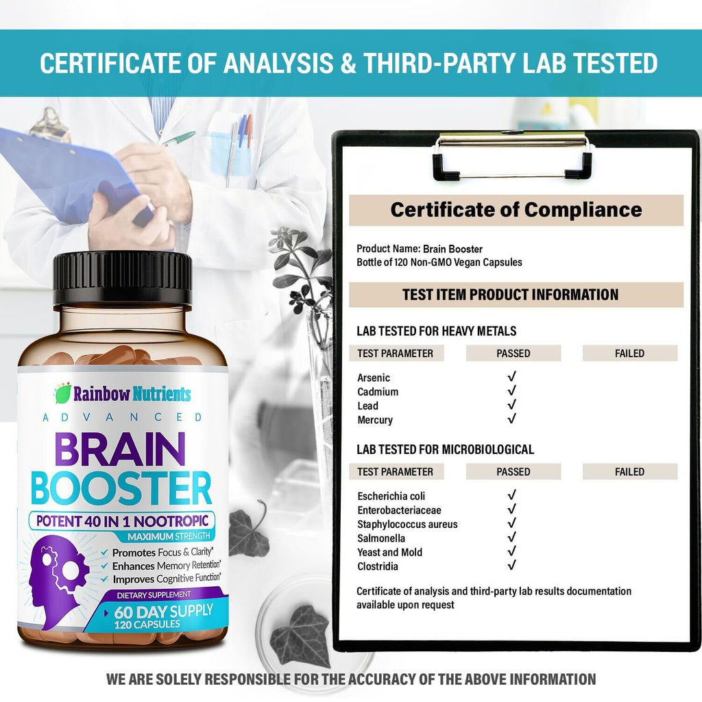 40-in-1 Brain Booster Supplements for Memory, Focus, Clarity, Energy, Performance Rainbow Nutrients, LLCBuy Supplements Australia