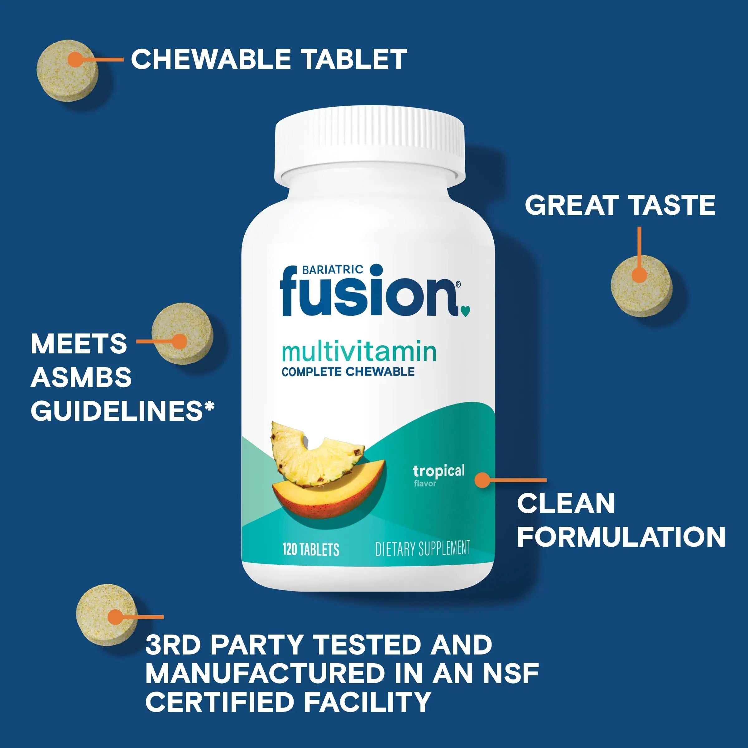 Bariatric Fusion Bariatric Multivitamin with Iron Complete Chewable | Tropical Flavor | Post Bariatric Vitamins Bariatric FusionBuy Supplements Australia