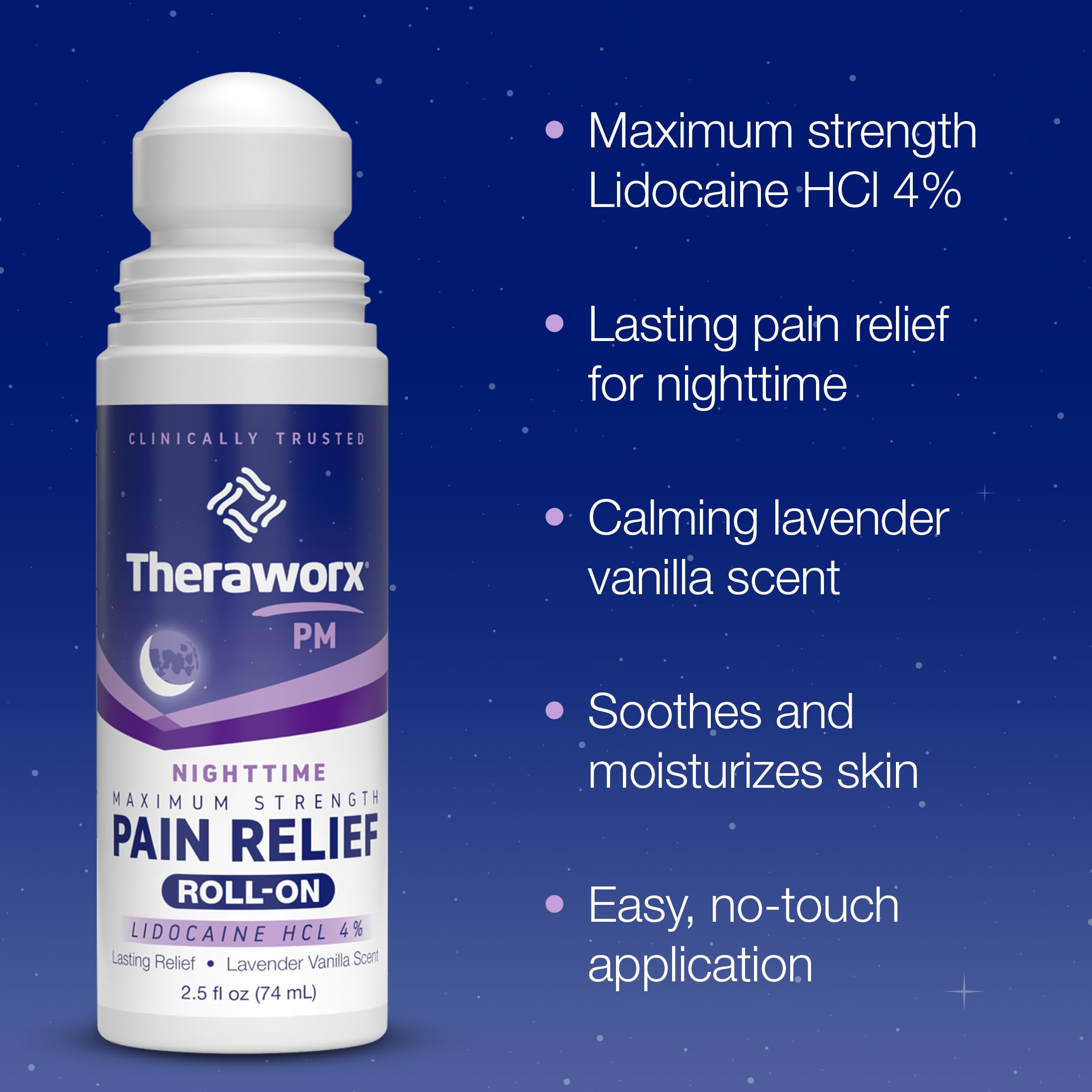 Theraworx Nighttime Maximum Strength Pain Relief Roll-on with Lidocaine – 2.5 oz - 2 Count TheraworxBuy Supplements Australia
