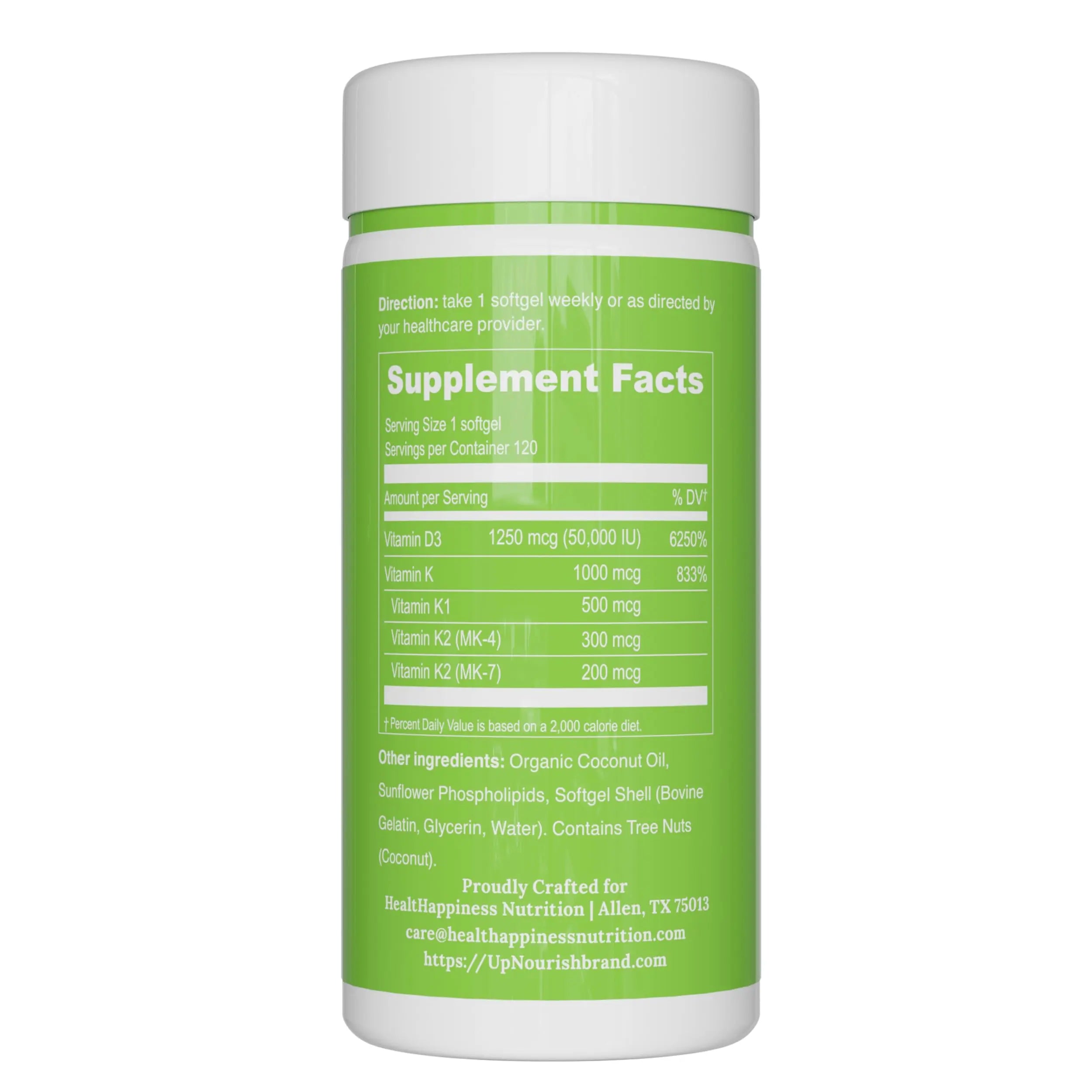 UpNourish Liposomal Vitamin D3 50000 IU (Vitamina D3 de 50000) with 1000 mcg Vitamin K, High Dose Vitamin D3 K2, Vitamin D 50000 IU with K1, K2 MK-4 and MK-7, 120 Mini Softgels UpNourish buy supplements Au