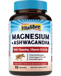 Vitalibre Magnesium + Ashwagandha supplement bottle on a white background