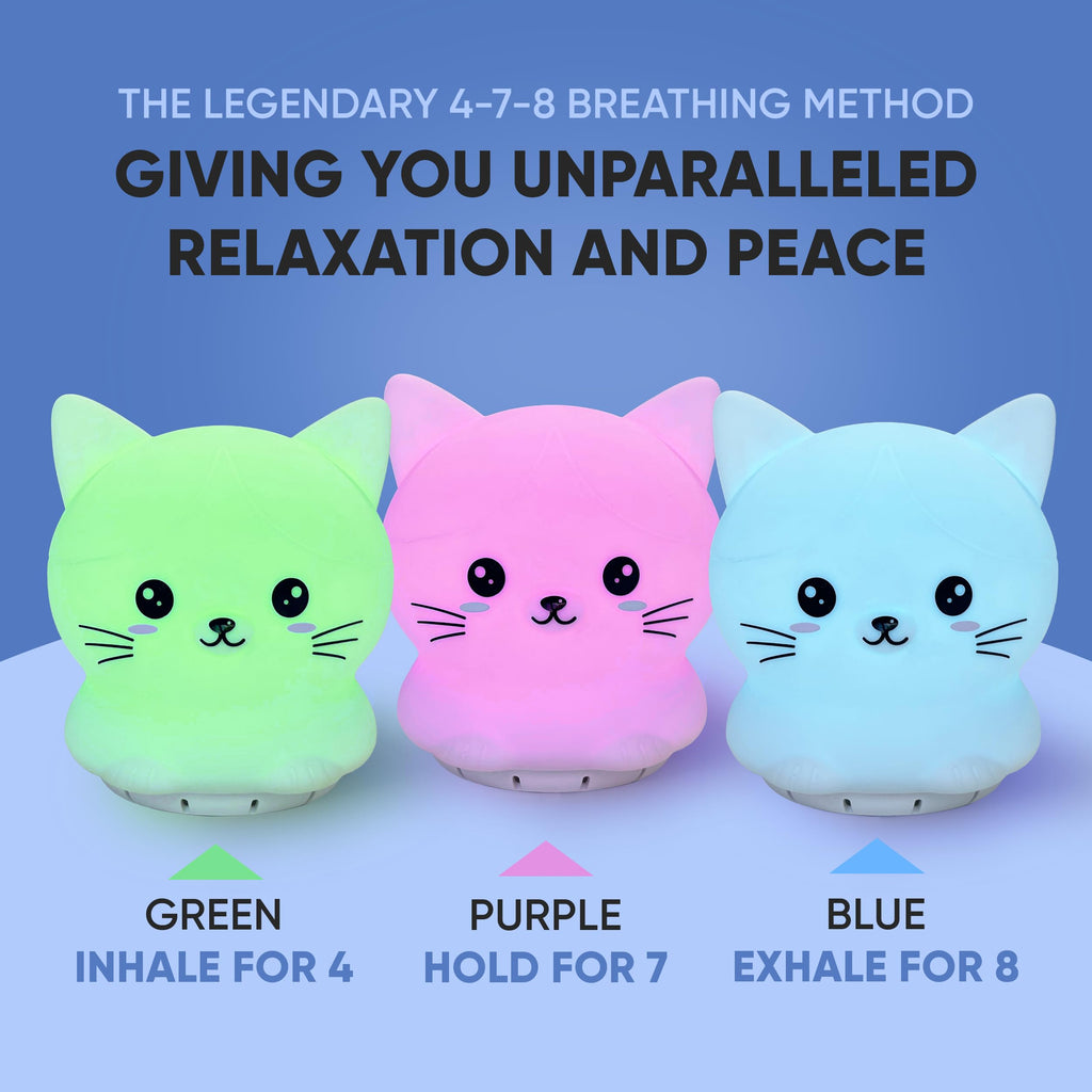 Mindfulness 'Breathing Kitty' | 4-7-8 Guided Visual Meditation Breathing Light | 3 in 1 Device RainlaxBuy Supplements Australia
