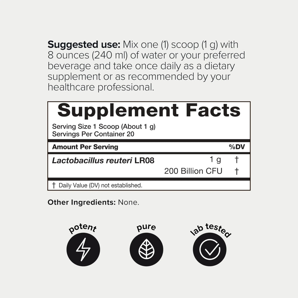 Lactobacillus Reuteri Powder – Ultra High Strength 200 Billion CFU Probiotic L Reuteri Supplement and Yogurt Starter – Third Party Tested Pure Single-Strain– Shelf-Stable – 20g Toniiq buy supplements Au