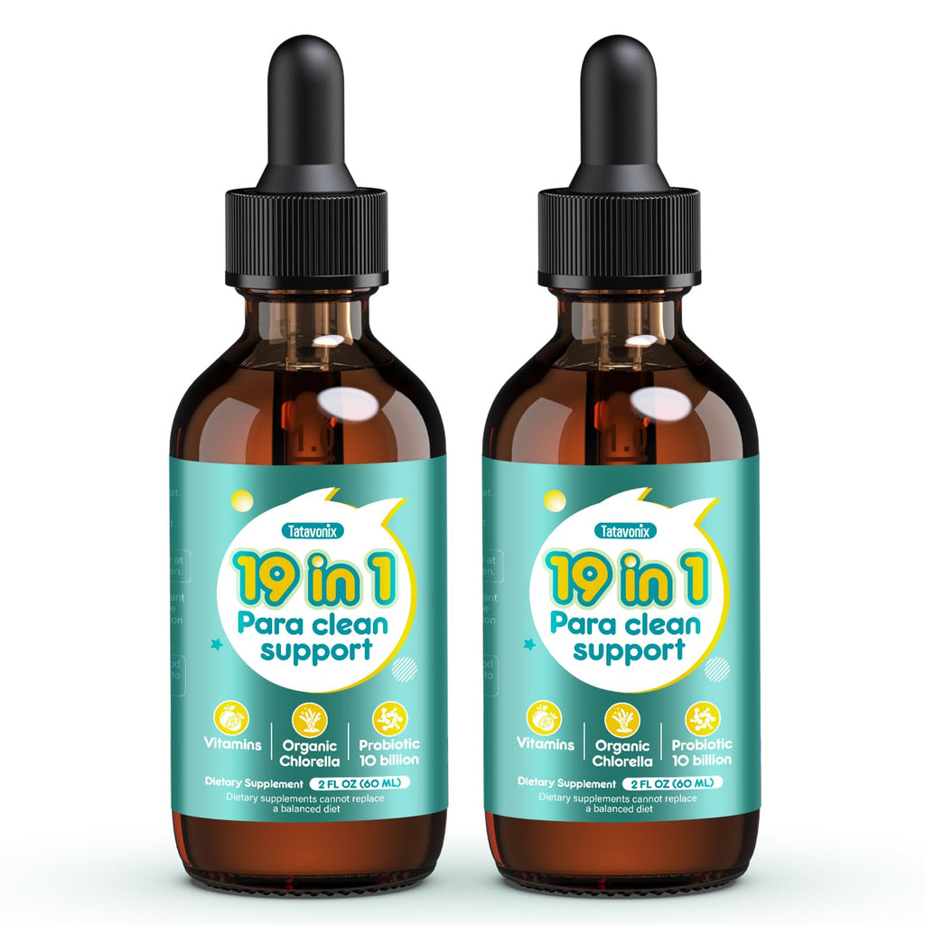 Tatavonix 19 in 1 Herbal Gut Cleanse Drops – Wormwood, Black Walnut, Chlorella 250mg, 10B Probiotics, Clove & Oregano – Liquid Detox Support for Adults & Kids, Alcohol-Free, 4oz TatavonixBuy Supplements Australia