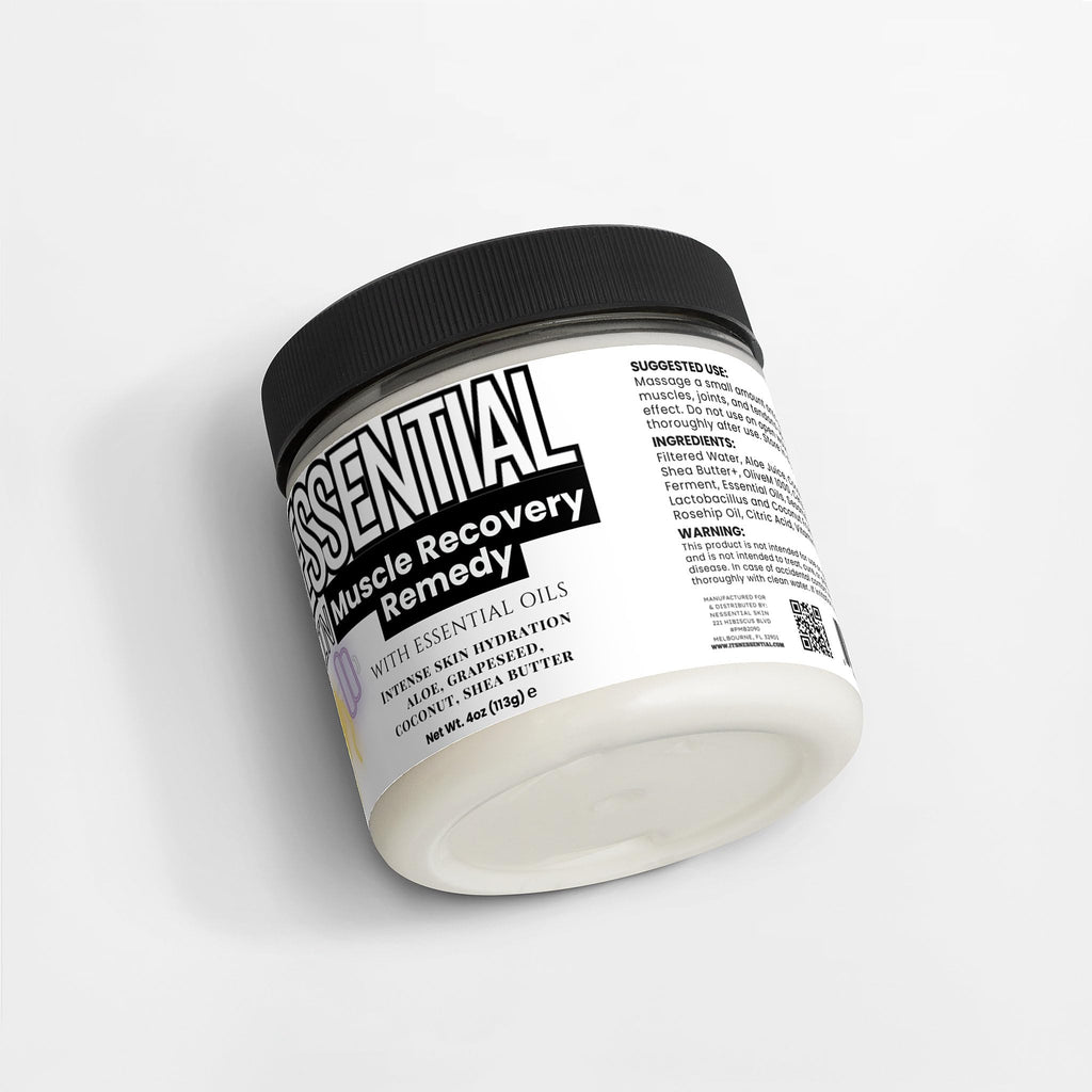 Nessential Skin Muscle Recovery Remedy with Essential Oils, Intense Hydration Cream, Natural Ingredients, Aloe, Grapeseed, Coconut, Shea Butter, 4 oz Nessential SkinBuy Supplements Australia