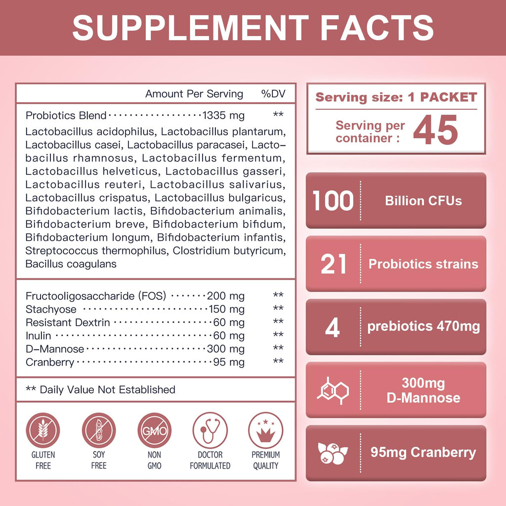 Probiotics-for-Women Prebiotics-and-Probiotics-Powder, 100-Billion-CFUs 45-Day-Supply NATURE TARGETBuy Supplements Australia