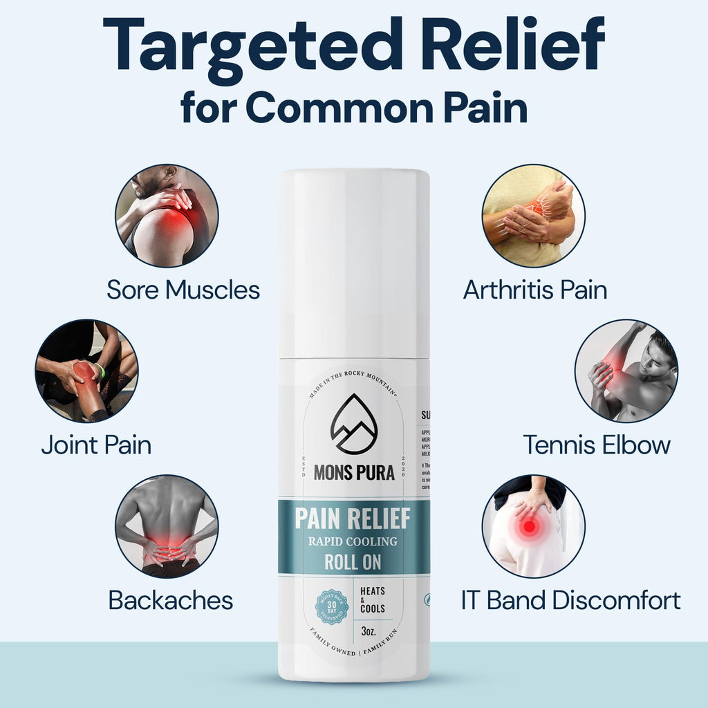 Mons Pura Roll On Pain Relief with Menthol, Arnica, Rosemary & Essential Oils - Extra Strength Arnica Roll On Fast Cooling Muscle & Joint Relief for Arthritis, Back Pain & Sciatica (3oz) Mons PuraBuy Supplements Australia