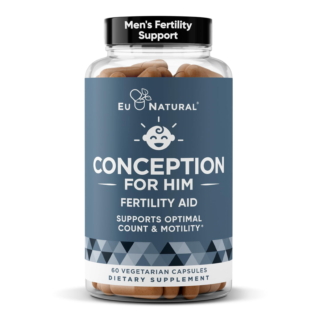 Eu Natural Conception for Him - Male Fertility Supplements with Ashwagandha, Folate & Zinc - Sperm Count, Motility & Strength Support