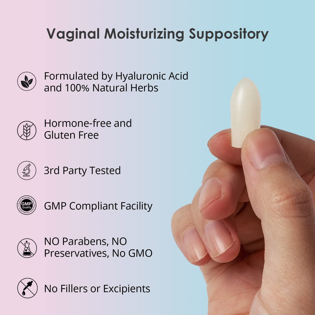 Intimate Moisturizer, Vaginal Suppository for Dryness & Discomfort, Feminine Long Lasting Hydration Support with Hyaluronic Acid and Natural Herbs - PH Balance, Estrogen and Drug Free (24 Inserts) vetrueBuy Supplements Australia