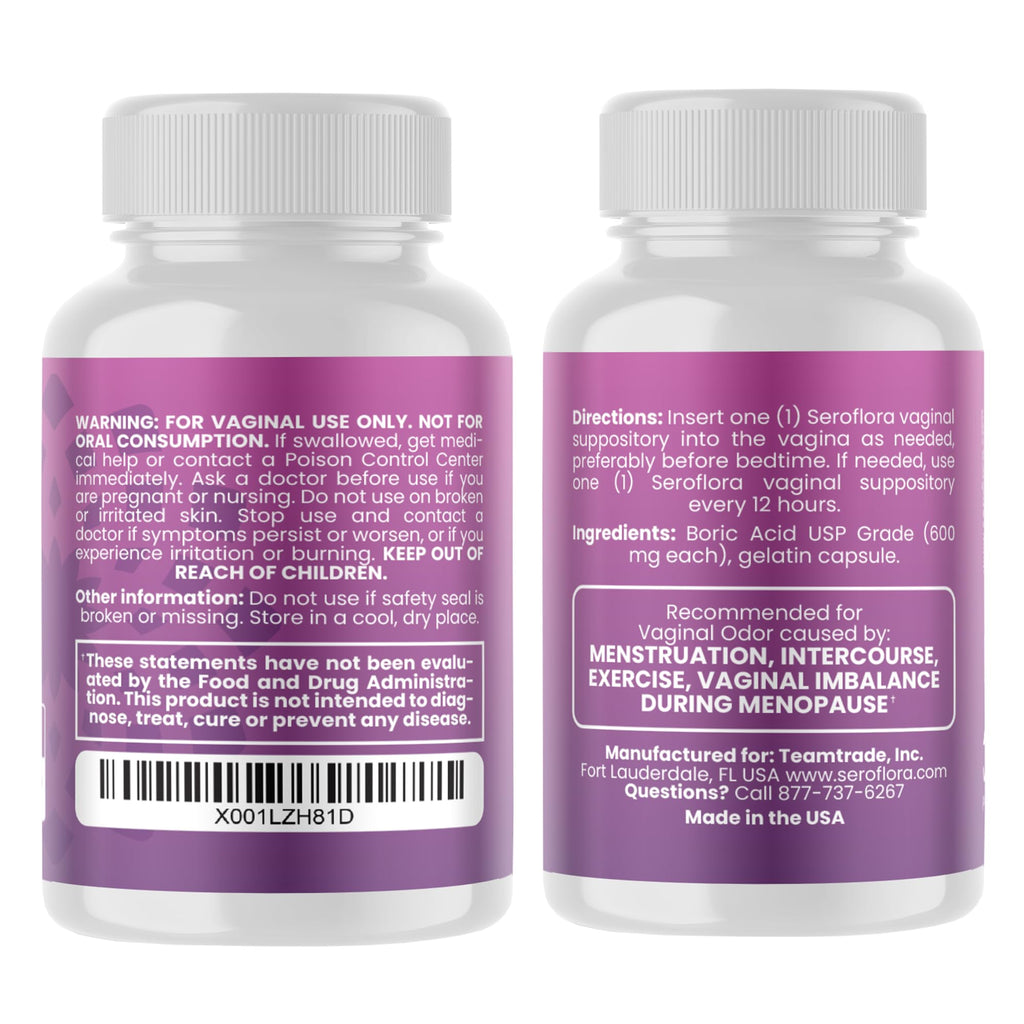 Seroflora Boric Acid 600mg Feminine Capsules, Feminine pH Support, Intimate Freshness for Women, Fast-Dissolving Capsules (30 Count) with Applicators (28 Count) SEROVERABuy Supplements Australia