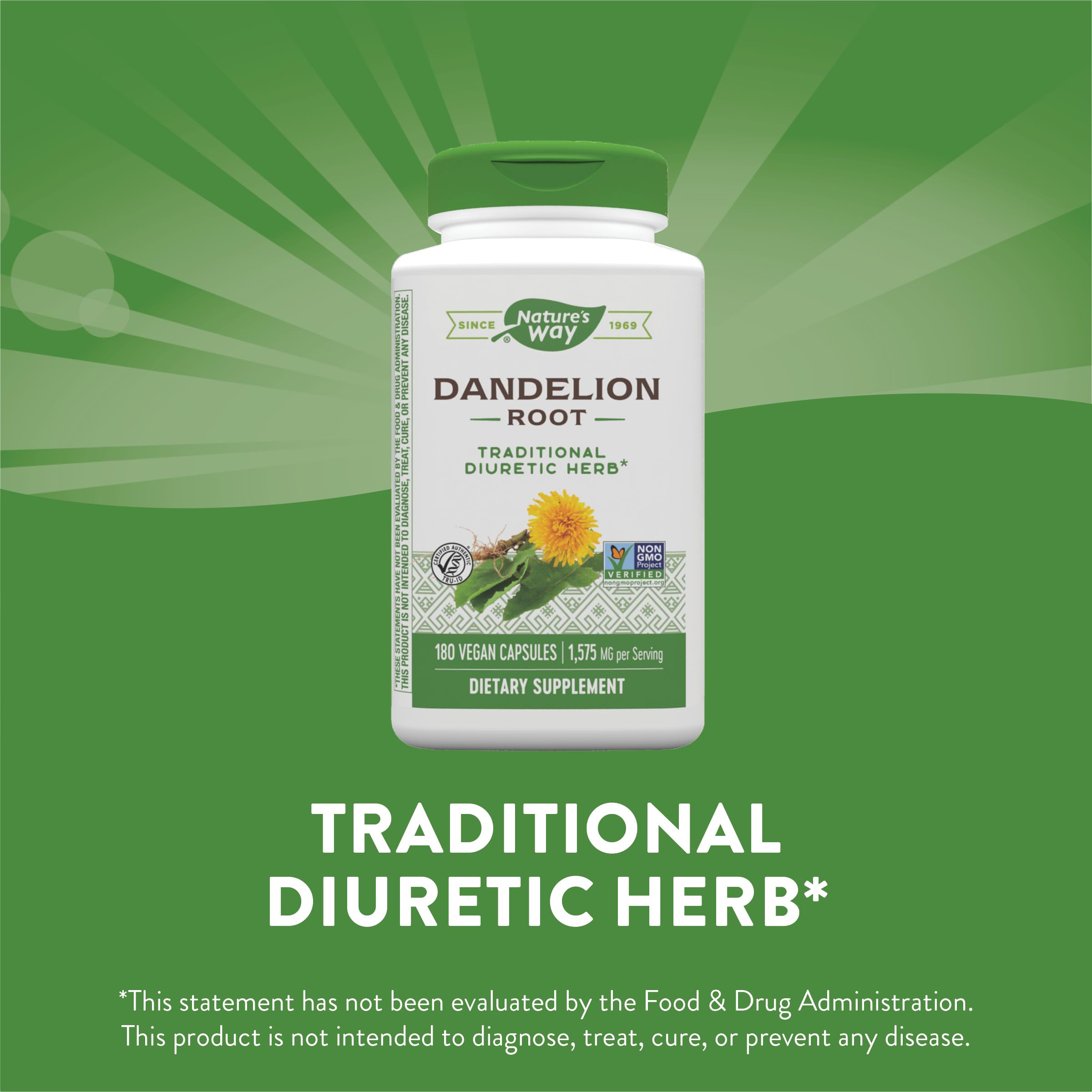 Nature's Way Dandelion Root Diuretic Herb* 525 mg per Capsule Non-GMO Nature's WayBuy Supplements Australia