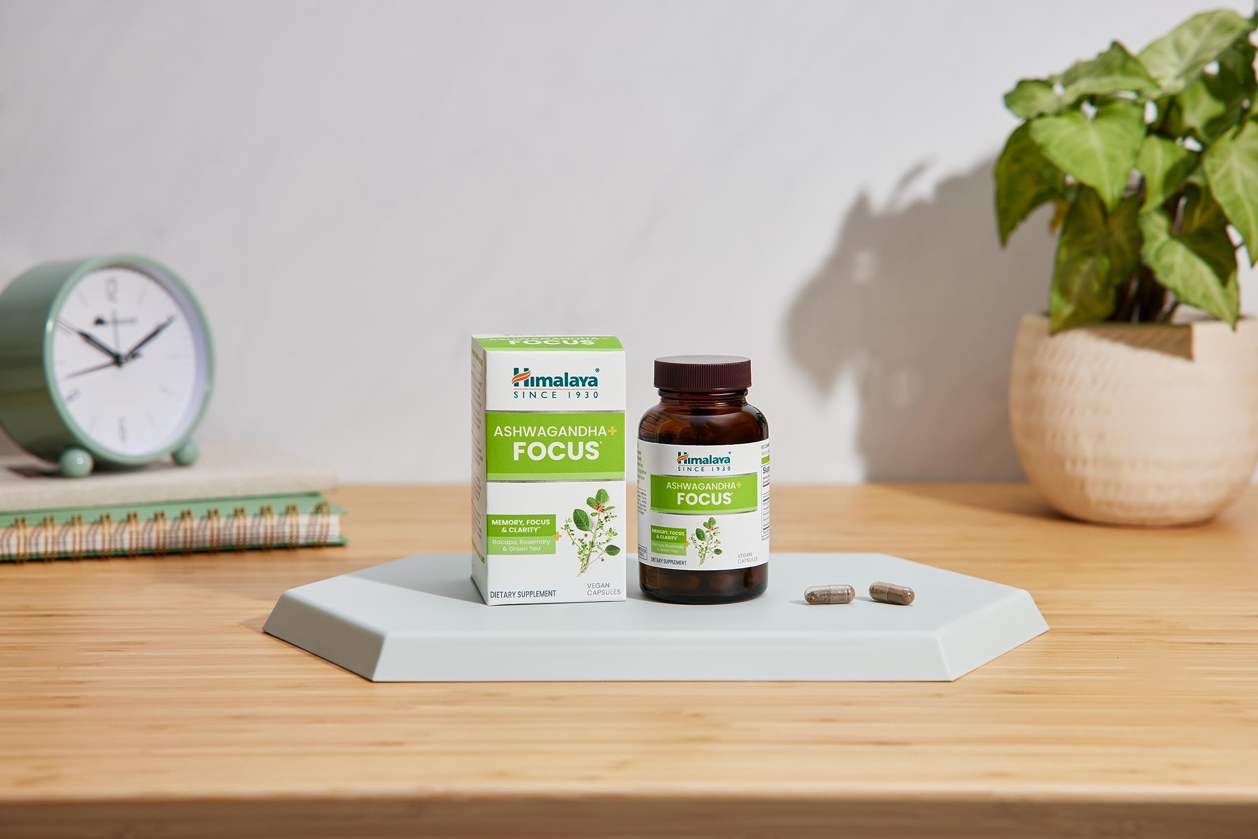 Himalaya Ashwagandha+ Focus - Herbal Focus Supplement with B12, Rosemary, Green Tea, and Bacopa Nootropics for Memory and Clarity - Vegan, Non-GMO, Gluten Free, 1690 mg, 60 Caplets HimalayaBuy Supplements Australia