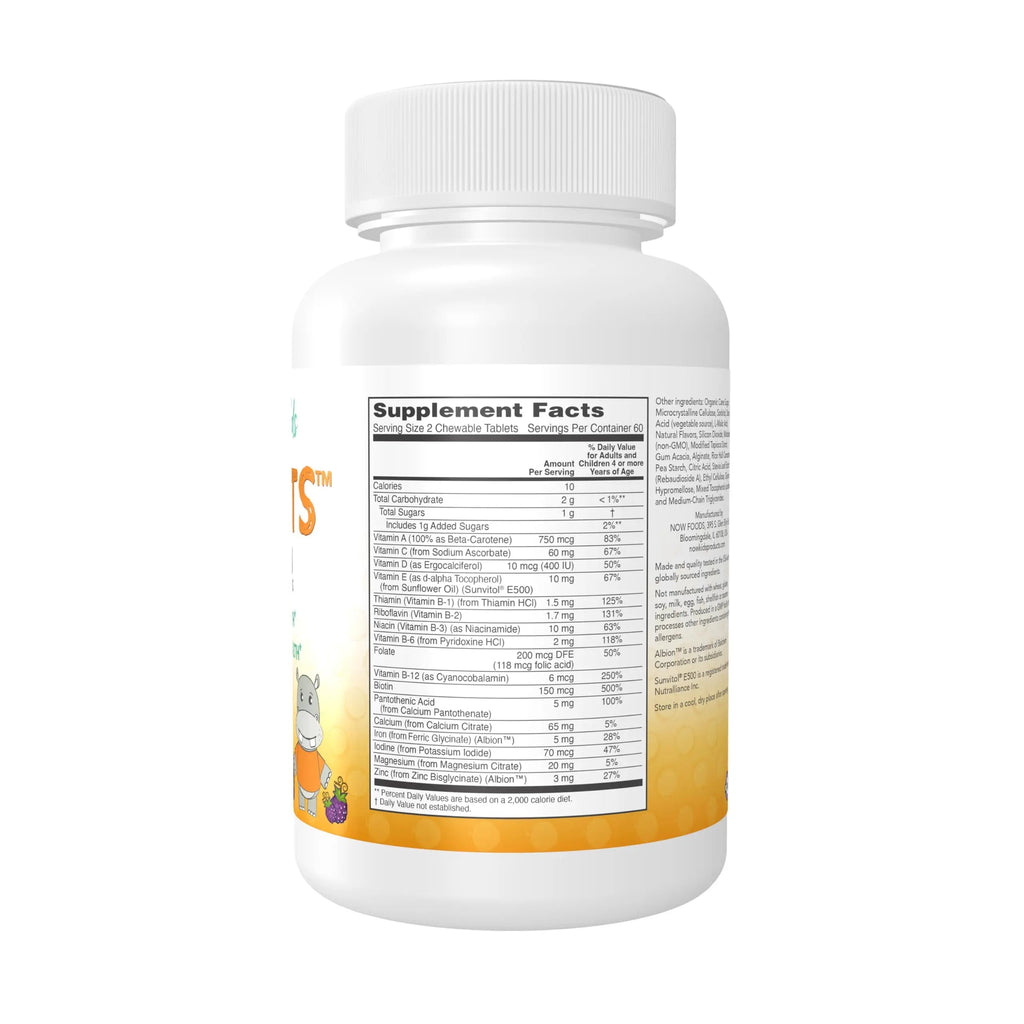Now Kids Supplements, Kid Vits Multivitamin, Grape Flavor, 120 Chewable Tablets NOW Foods
