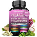 Multi Collagen Pills Peptides Types I, II, III, V & X MCG Biotin Keratin Hyaluronic Acid MSM Vitamin C Zinc Magnesium with Grape Seed Extract, Quercetin - Hair Skin and Nails Vitamins Capsule DarkingwingsBuy Supplements Australia