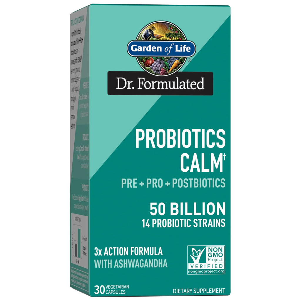 Garden of Life Dr. Formulated Pre, Post & Probiotics Calm 50 Billion CFU Daily 3-in-1 Complete Supplement with Ashwagandha – Mood Support, Digestive & Immune Support, 30 Vegetarian Capsules Garden of LifeBuy Supplements Australia