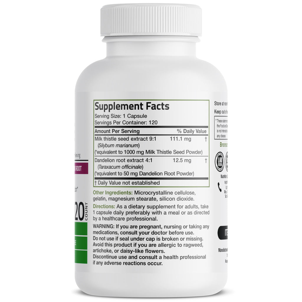 Bronson Milk Thistle Silymarin Marianum & Dandelion Root Liver Health Support BronsonBuy Supplements Australia