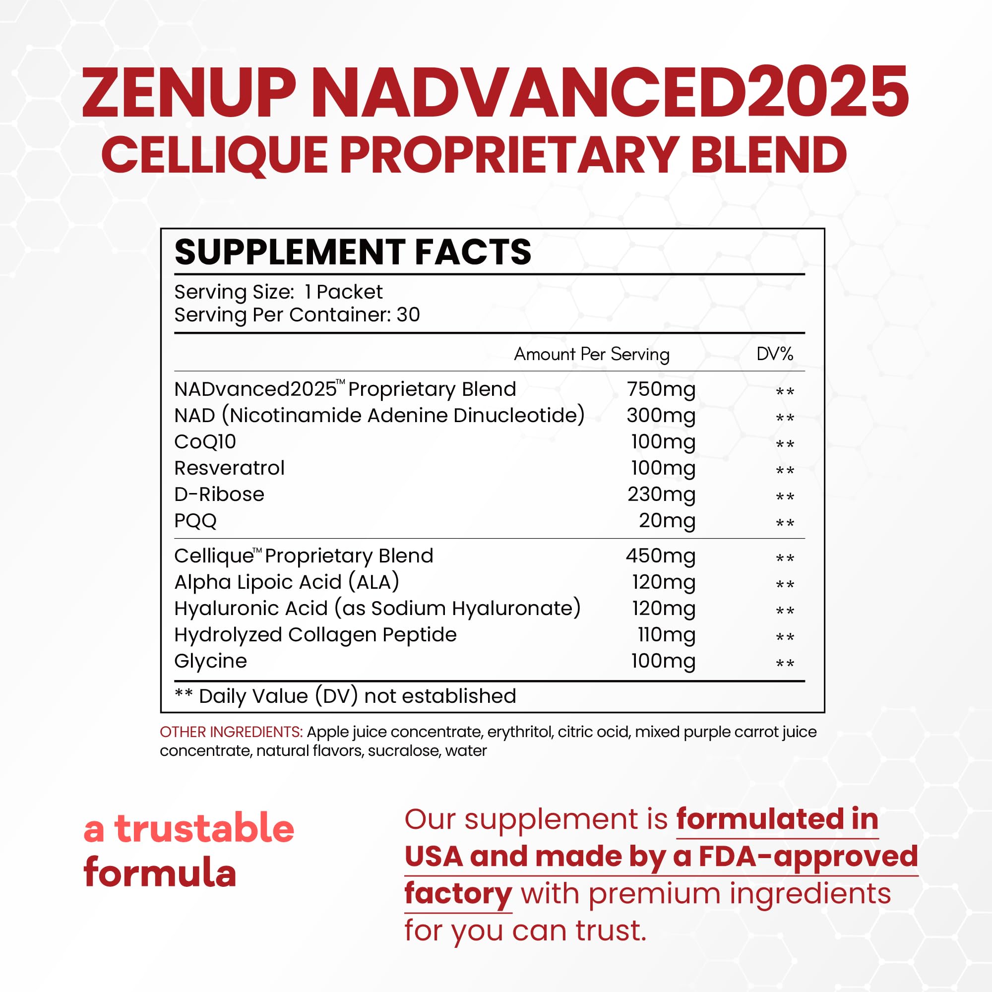 ZenUP Liquid NAD, Extra Strength 1,200mg NAD+ Supplement with CoQ10, Resveratrol, D-Ribose & PQQ for Men & Women, Natural NAD+ Stick for Anti-Aging, Energy, Focus - 30 Packets ZenUPBuy Supplements Australia