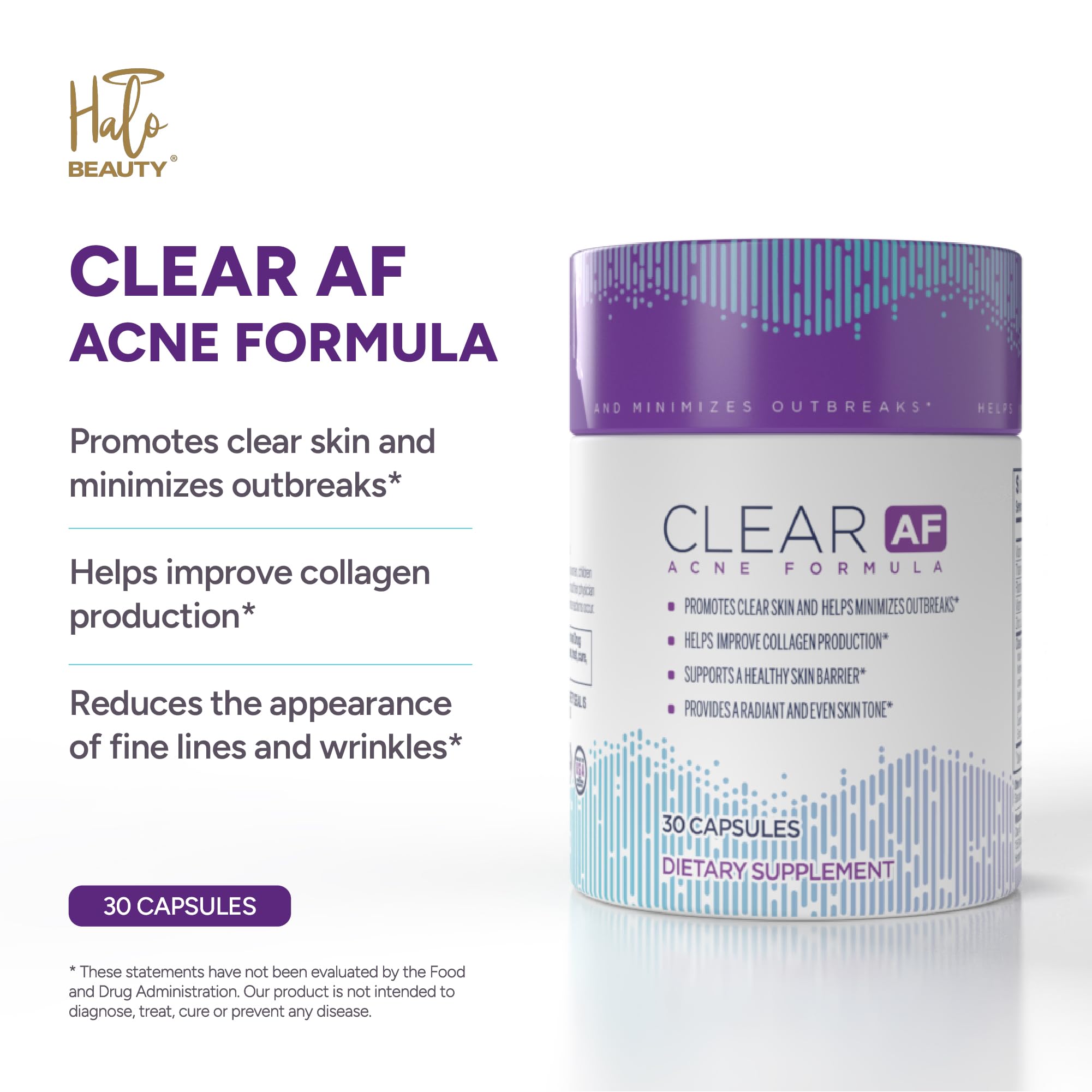 Clear AF Clear Skin Supplement | Skin Barrier Hydration & Clear Complexion Support with Vegan Ceramides, Zinc, Vitamin D3, B6, Riboflavin & Thiamine | Vegan Capsules | 30-Day Supply Clear AFBuy Supplements Australia