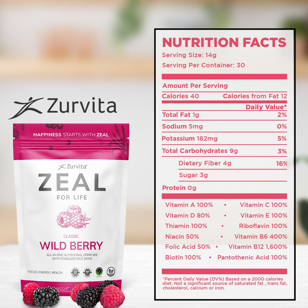 Zurvita - Zeal for Life 30-Day Wellness Bag - Wild Berry (Classic) - Nutritional Supplement for Vitality, Immunity, and Wellness - 420 Grams ZurvitaBuy Supplements Australia