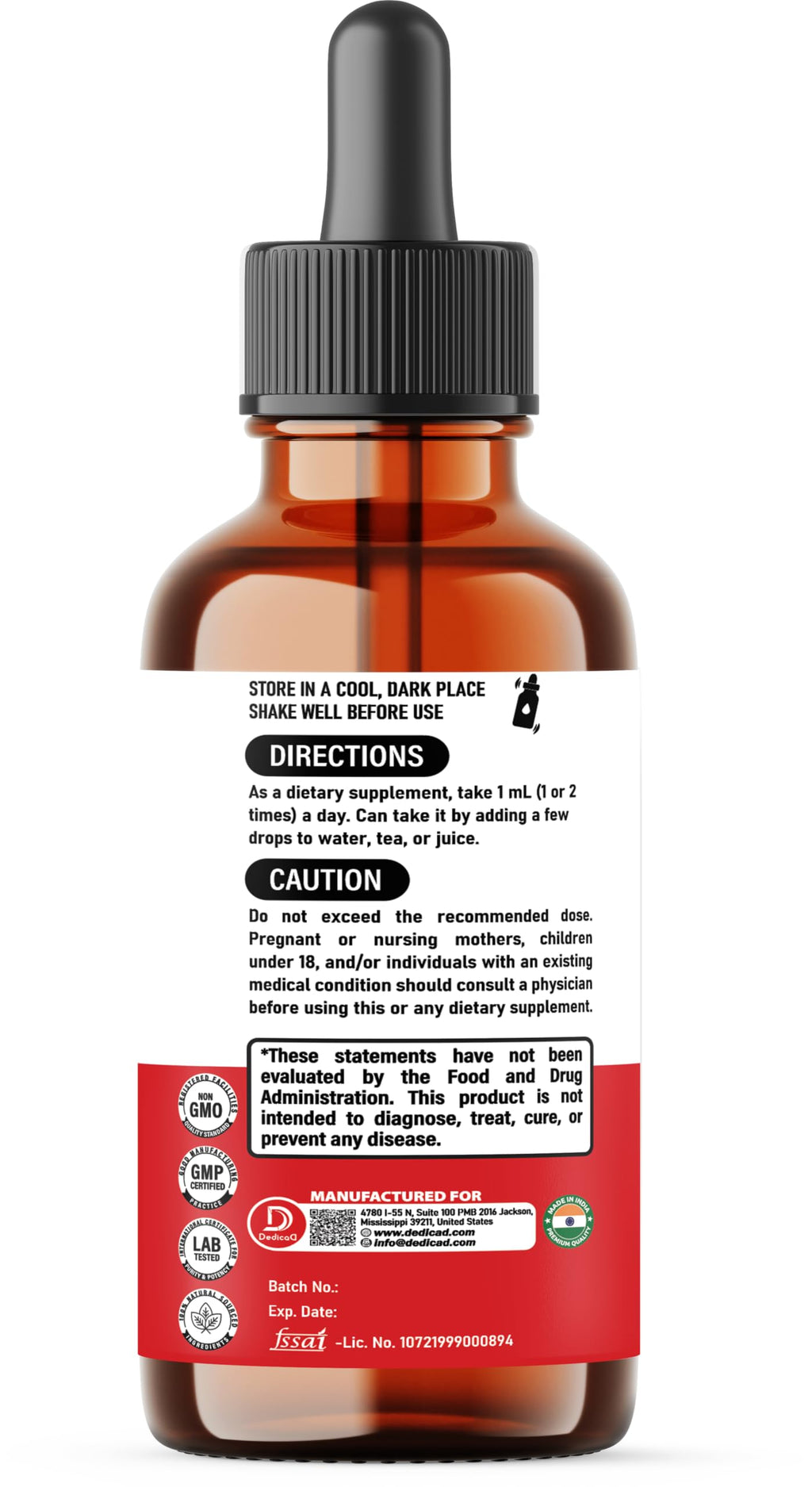 DEDICAD 11in1 Black Walnut Wormwood Cloves Liquid Drops with Cloves Buds, Senna Leaf, Psyllium Husk, Fennel Seed, Papaya Leaf and More - 2 oz Fl - 60 Days - Strawberry Flavor DEDICAD buy supplements Au