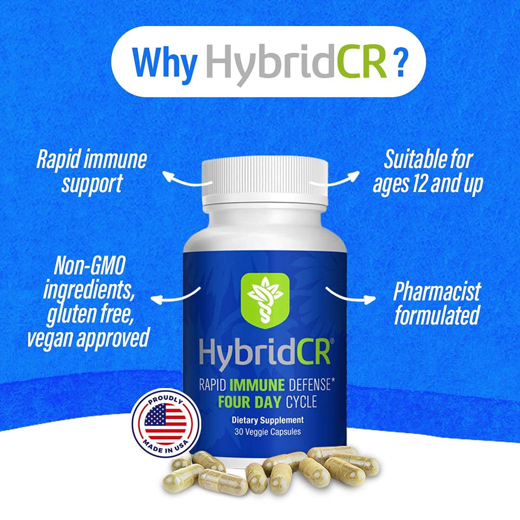 HybridCR Rapid Immunity Supplement | Zinc, Echinacea, Andrographis, Ginseng, Selenium, Gluten-Free & Non-GMO | 5-in-1 Immune Support Supplement | Pharmacist Formulated 1 Month Supply (30 Veggie Caps) Hybrid RemediesBuy Supplements Australia