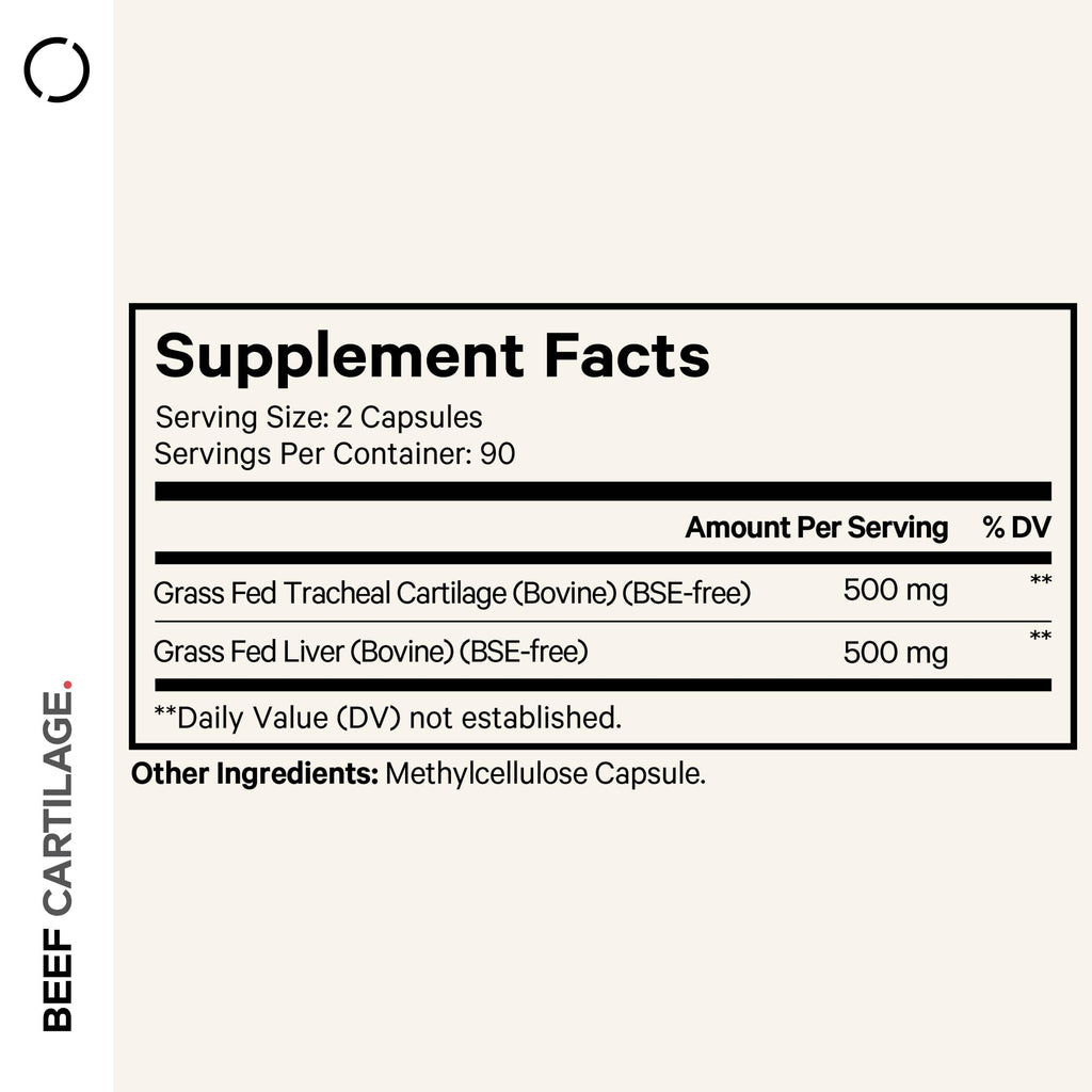 Codeage Grass Fed Beef Cartilage Supplement - Freeze Dried, Non-Defatted, Desiccated Beef Tracheal Bovine Cartilage & Liver Pills – Pasture Raised Argentina Beef Vitamins - Non-GMO -180 Capsules CodeageBuy Supplements Australia