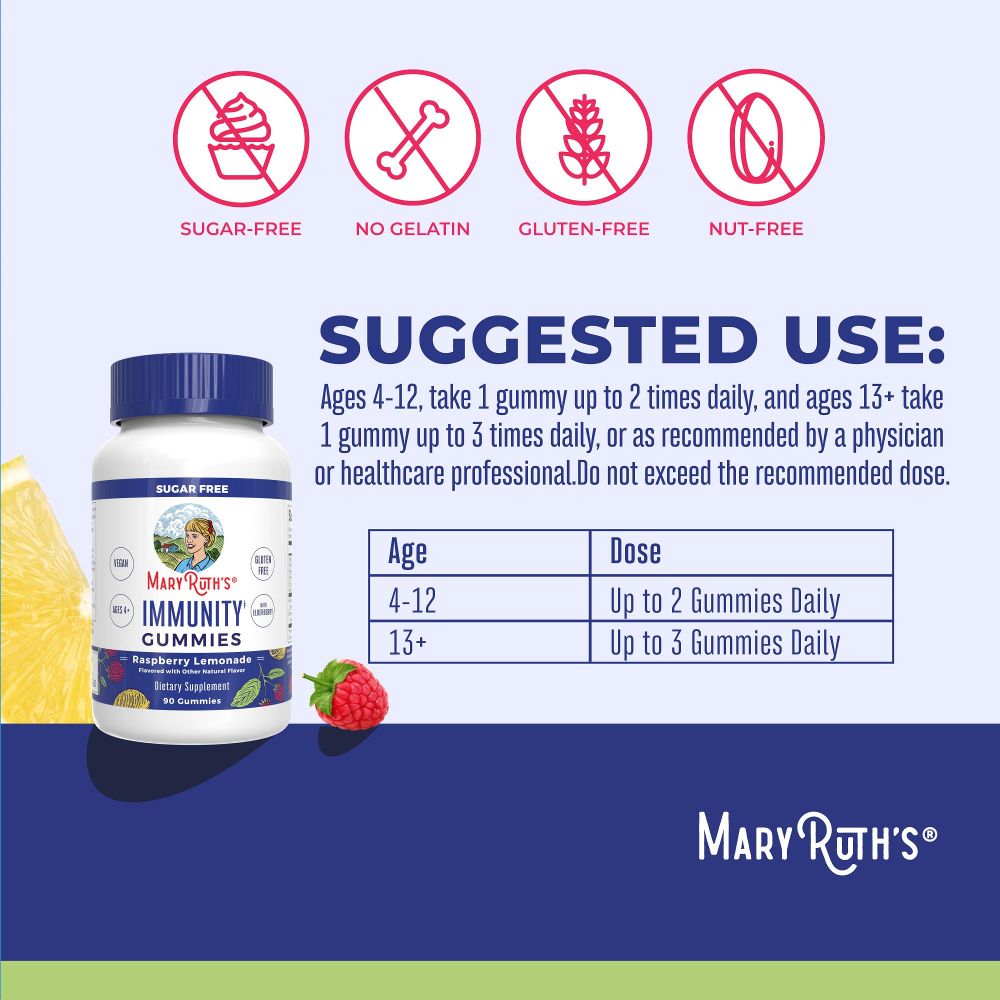 MaryRuth Organics Sugar Free Immunity Gummies | Powerful Blend | Elderberry Vitamin C & Zinc | Vitamin D3 & Echinacea | Immune Support Supplement | Gummies for Kids & Adults | Vegan | Non GMO | 90ct MARYRUTH'SBuy Supplements Australia