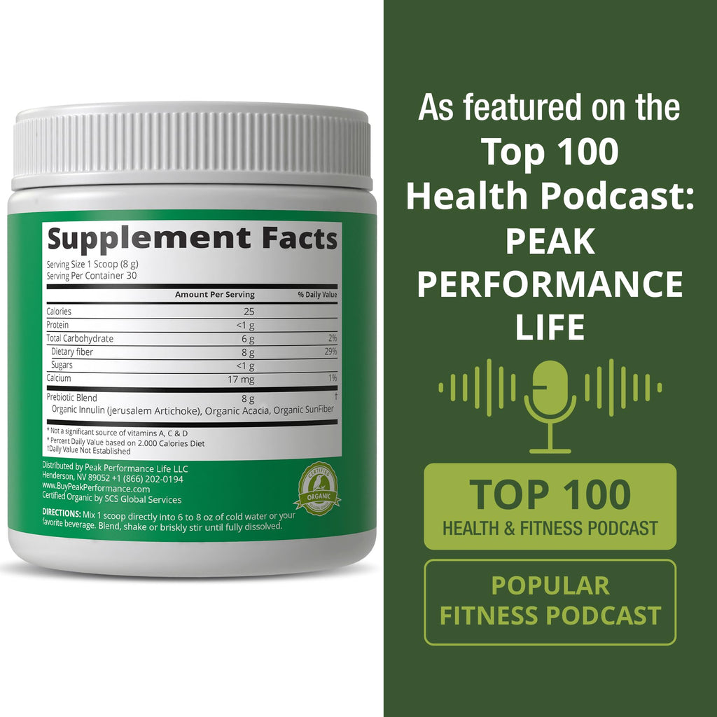 USDA Organic Prebiotic Fiber 3-in-1 Vegan Powder for Gut Health. Raw Whole Food Plant Based Prebiotics Digestive Supplement with Organic Inulin (Jerusalem Artichoke), Acacia Fibers, SunFiber Peak PerformanceBuy Supplements Australia