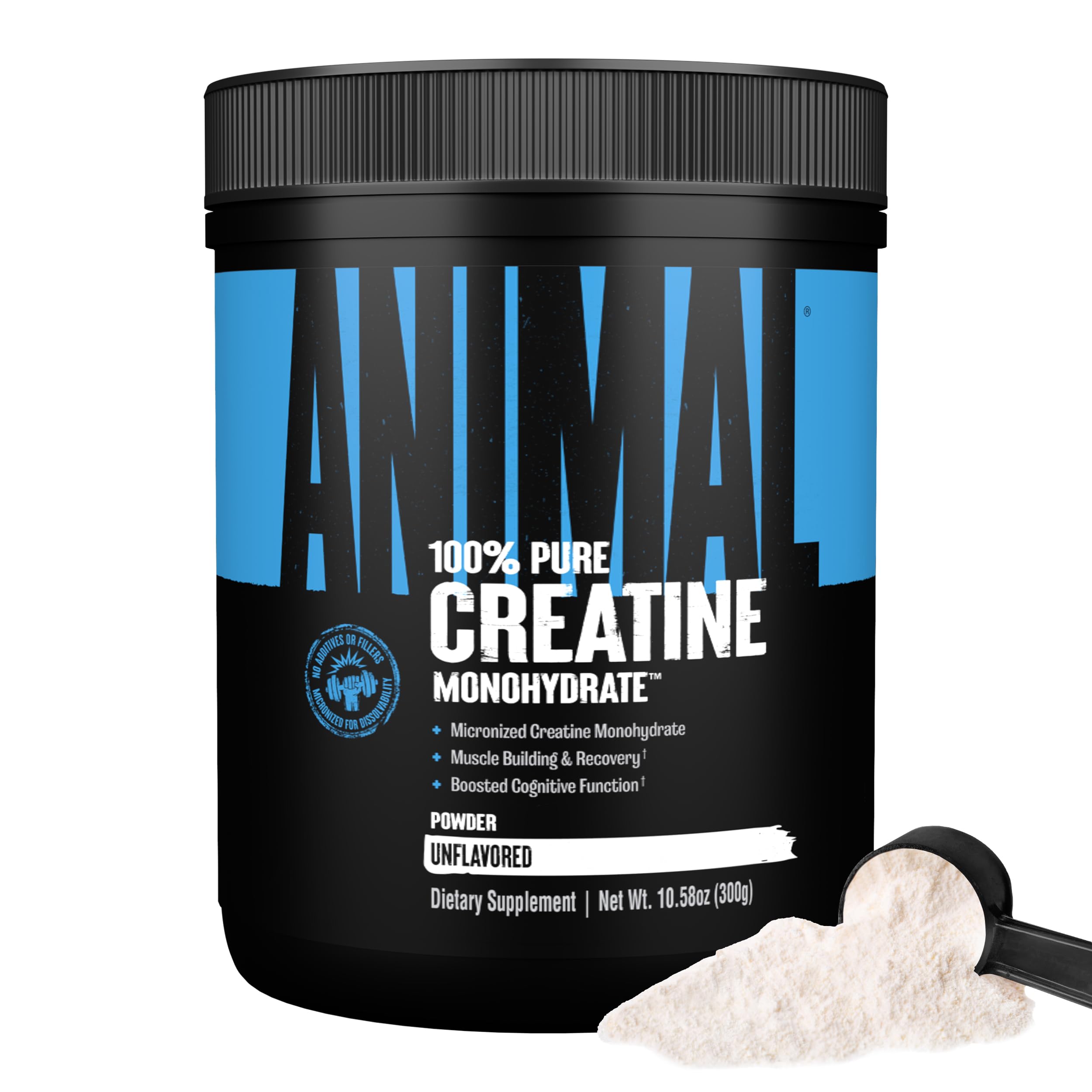 Animal Creatine Monohydrate Powder – Micronized Creatine for Women and Men, Supports Muscle Growth, Strength, Endurance, Recovery and ATP Production, Gym & Workout Supplements - Unflavored, 300g AnimalBuy Supplements Australia