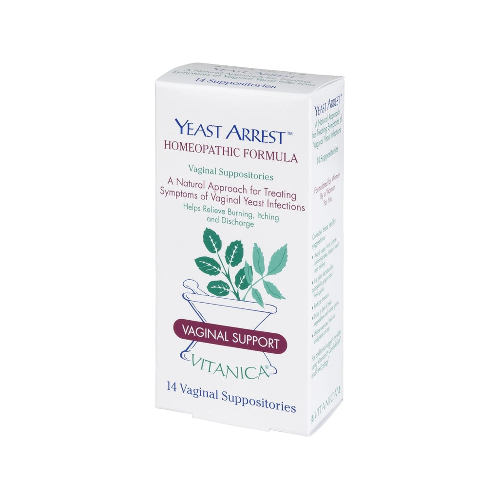 Vitanica Yeast Arrest, Homeopathic Vaginal Suppositories, for Yeast Infection Symptoms, Relieves Burning, Itching & Discharge, with Boric Acid, Tea Tree Oil & Probiotics, Vegan (Pro Logo, 14ct) VitanicaBuy Supplements Australia
