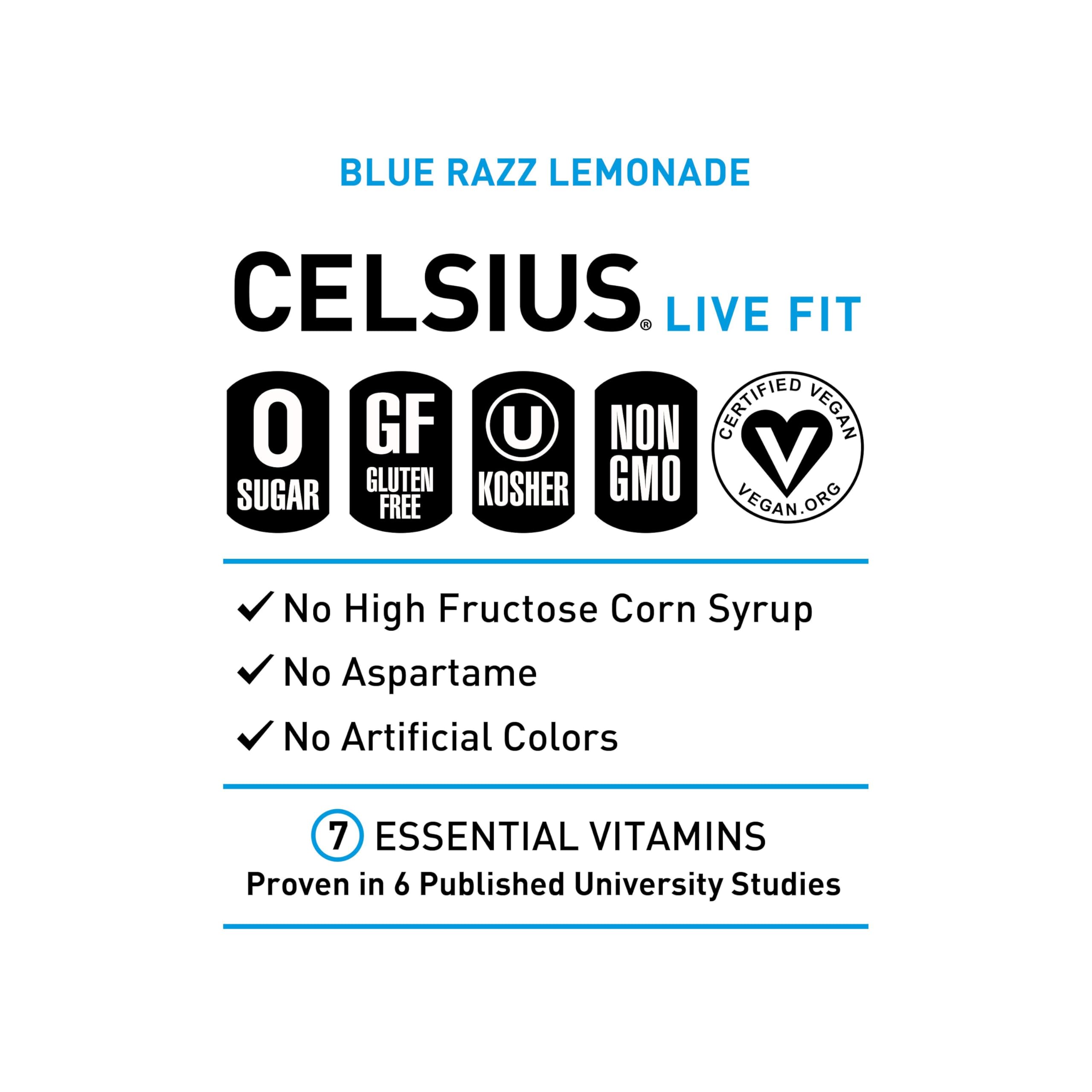 CELSIUS Fizz Free Blue Razz Lemonade, Functional Essential Energy Drink 12 Fl Oz CELSIUSBuy Supplements Australia