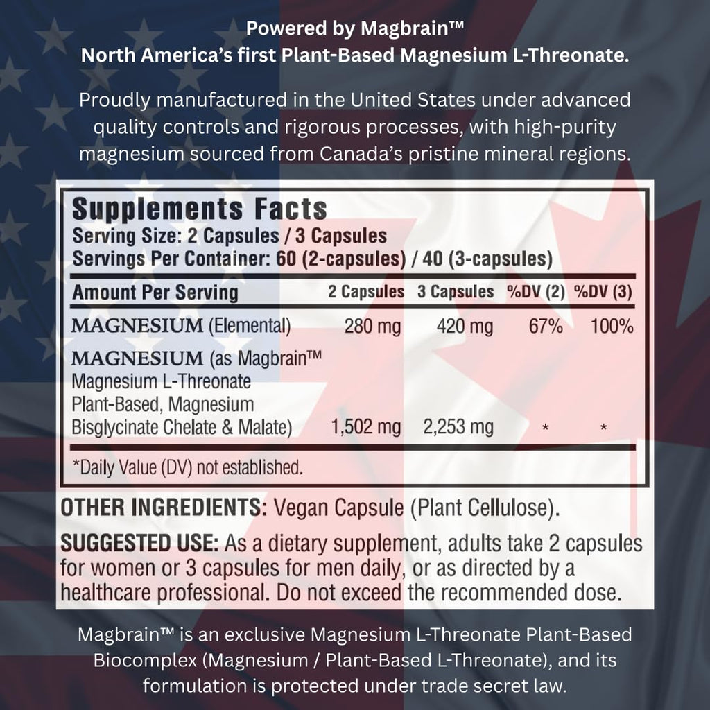 Kappa Nutrition Powered by Magbrain™ Magnesium L-Threonate Plant-Based, 420mg Elemental Magnesium (3 Capsules) from 2,253mg, 120 Vegan Capsules, Brain, Sleep & Muscle Support. KAPPA NUTRITIONBuy Supplements Australia