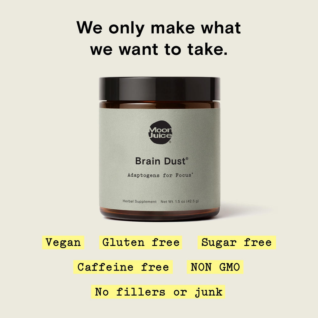 Moon Juice Brain Dust - Adaptogenic Mushroom Supplement for Memory & Focus - Lion’s Mane, Ginkgo Biloba & Ashwagandha - Caffeine-Free, Vegan Brain Supplement - 1.5 oz Moon JuiceBuy Supplements Australia