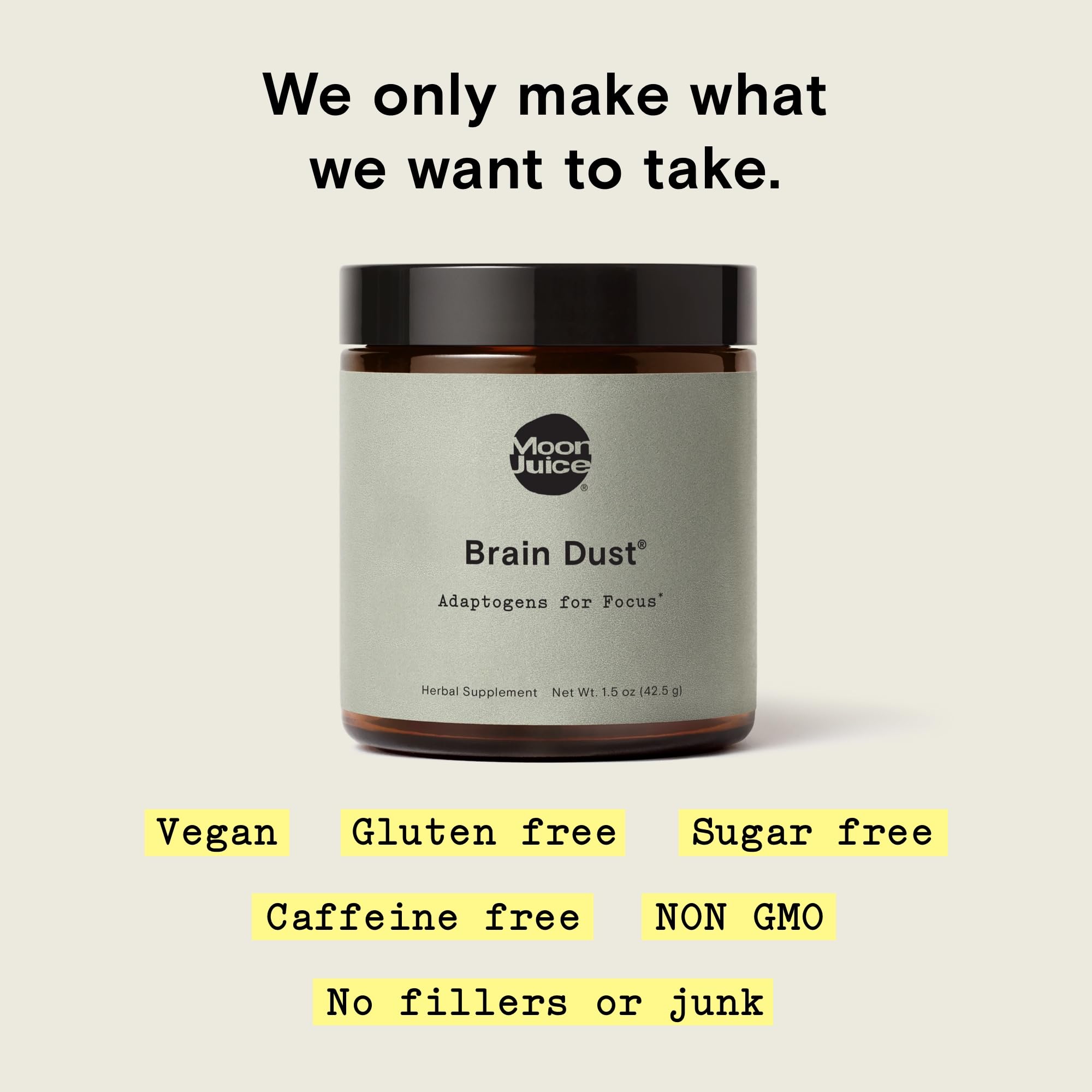 Moon Juice Brain Dust - Adaptogenic Mushroom Supplement for Memory & Focus - Lion’s Mane, Ginkgo Biloba & Ashwagandha - Caffeine-Free, Vegan Brain Supplement - 1.5 oz Moon JuiceBuy Supplements Australia
