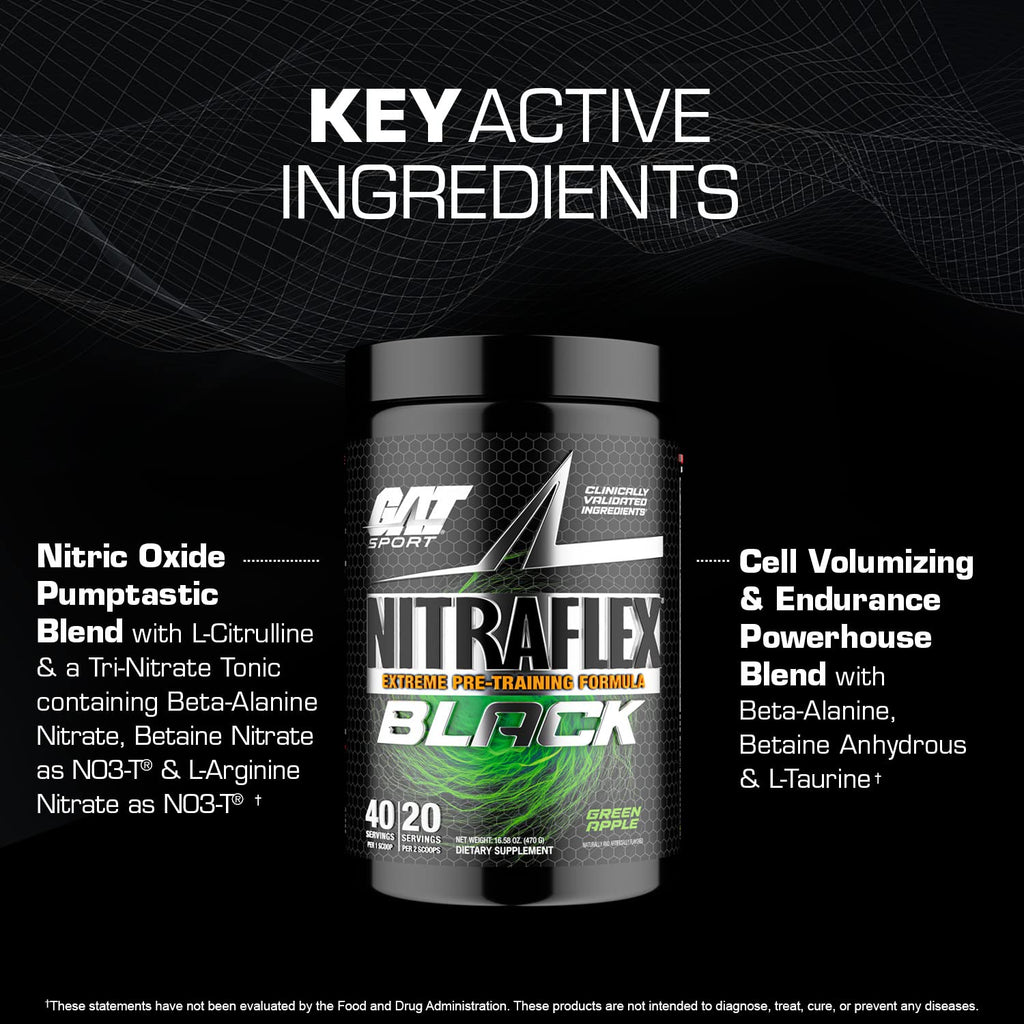 GAT SPORT Nitraflex Black Pre-Workout Powder, Extreme Pre-Training Formula for Men GAT SPORTBuy Supplements Australia
