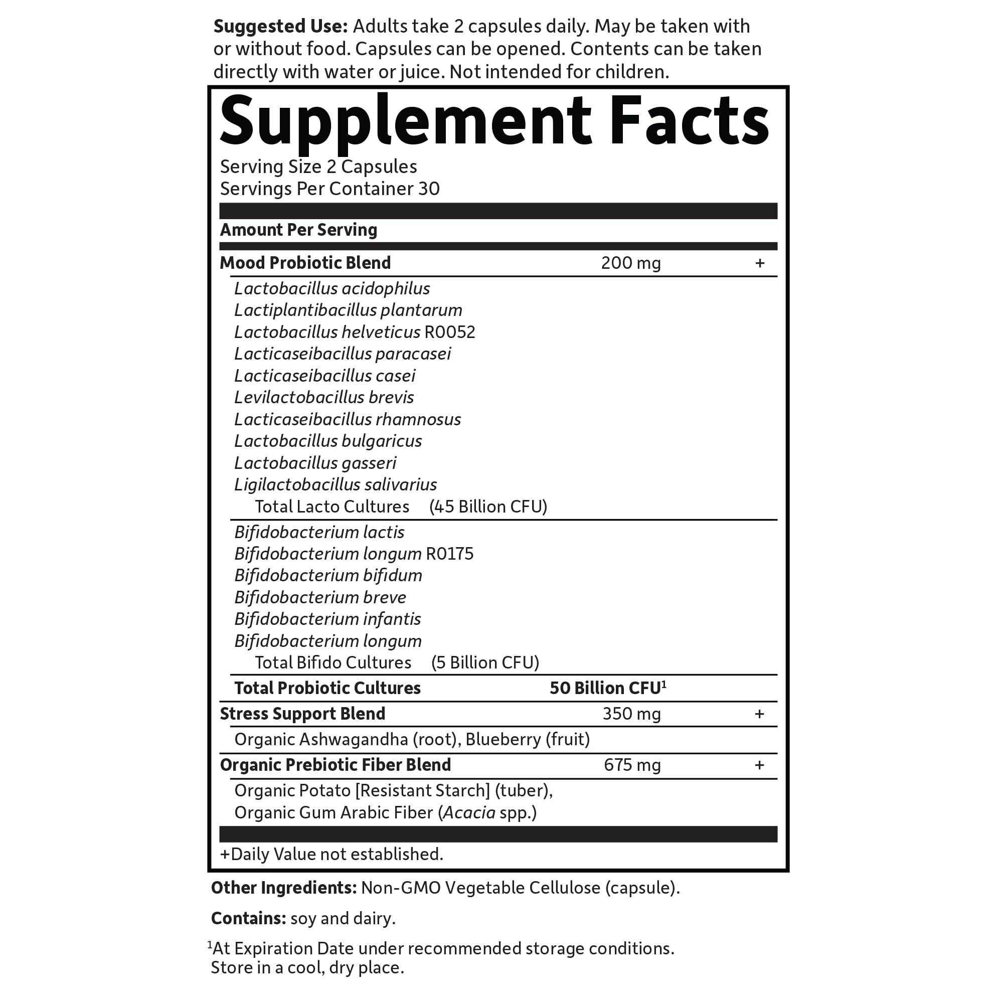 Garden of Life Dr. Formulated Probiotics Mood+ - 50 Billion CFU - Supports Relaxation & Digestive Health - Shelf Stable - 60 Vegetarian Capsules Garden of Life buy supplements Au