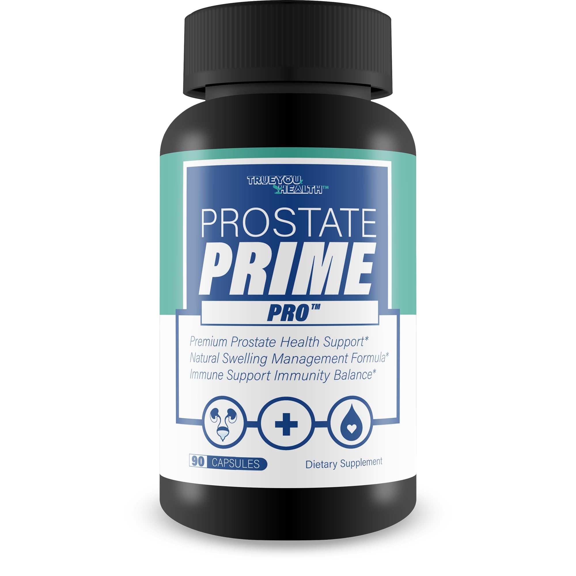 Supplement bottle labeled 'Prostate Prime Pro' on a white background