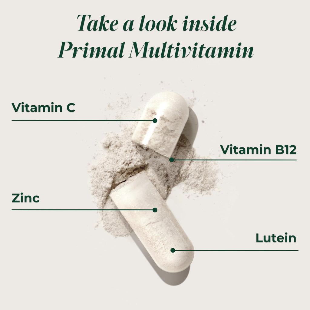 Primal Harvest Primal Multivitamin - Daily Multi-Vitamin Supplement with 21 Essential Vitamins & Minerals for Women & Men - Vitamin A, C, D, E, B12, B6