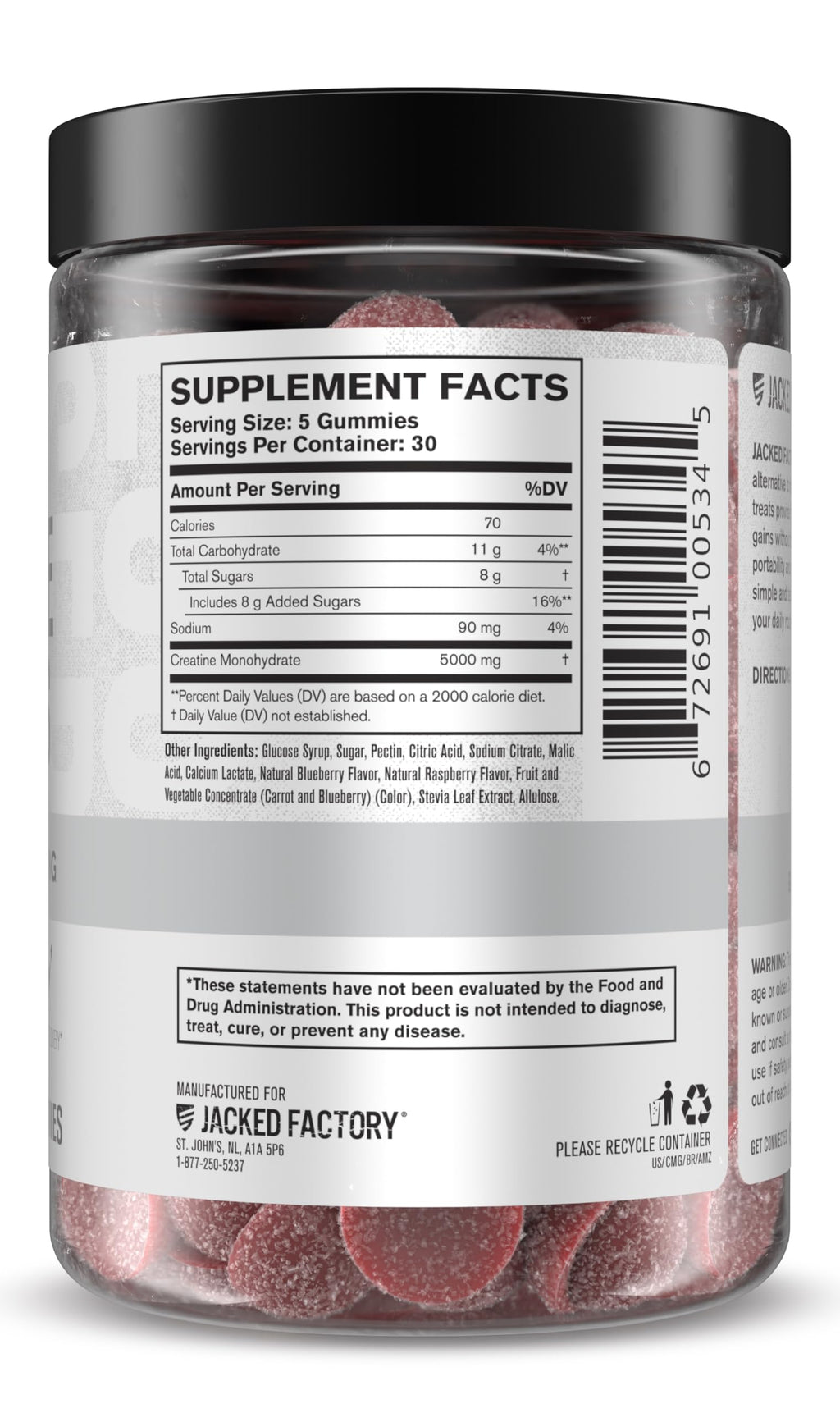 Jacked Factory Creatine Gummies 5g Daily Dose (1g per Gummy) - Creatine Gummy for Men and Women, Vegan-Friendly, Travel-Friendly, Third-Party Tested - 150 Gummies, Blue Raspberry Jacked FactoryBuy Supplements Australia