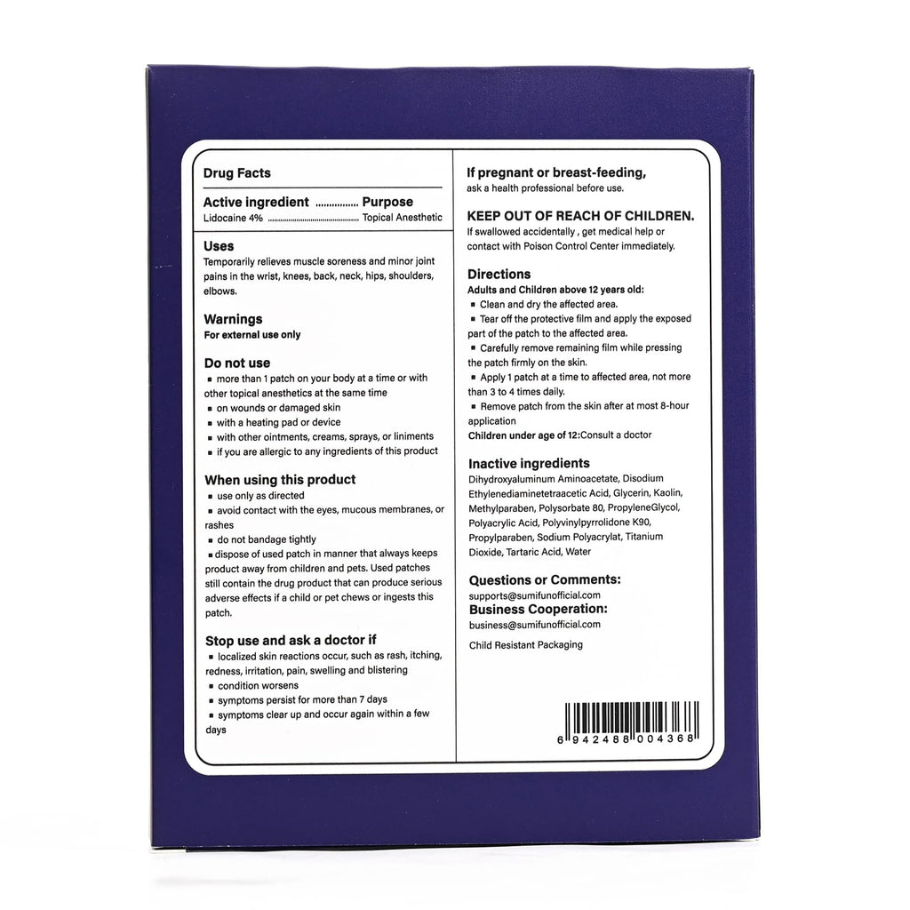 Sumifun XL Lidocaine Patches for Pain Relief, 4% Lidocaine Maximum Strength OTC, Extra Large 4.72"x7.87" for Full Back Pain Patches & Large Areas, 5 Count SumifunBuy Supplements Australia