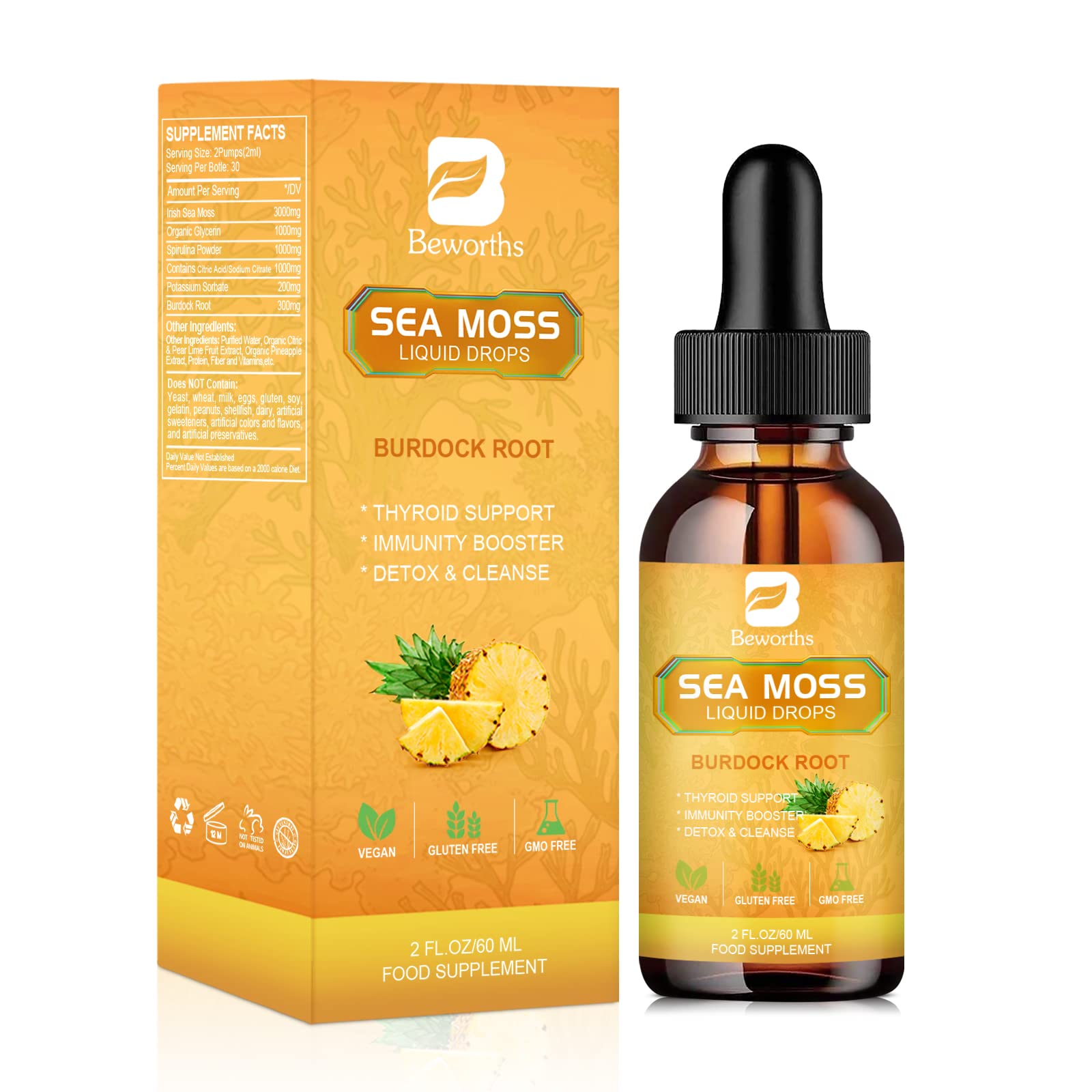 B BEWORTHS Sea Moss Liquid Drops - Organic Irish Sea Moss Gel with Burdock Root B BEWORTHSBuy Supplements Australia