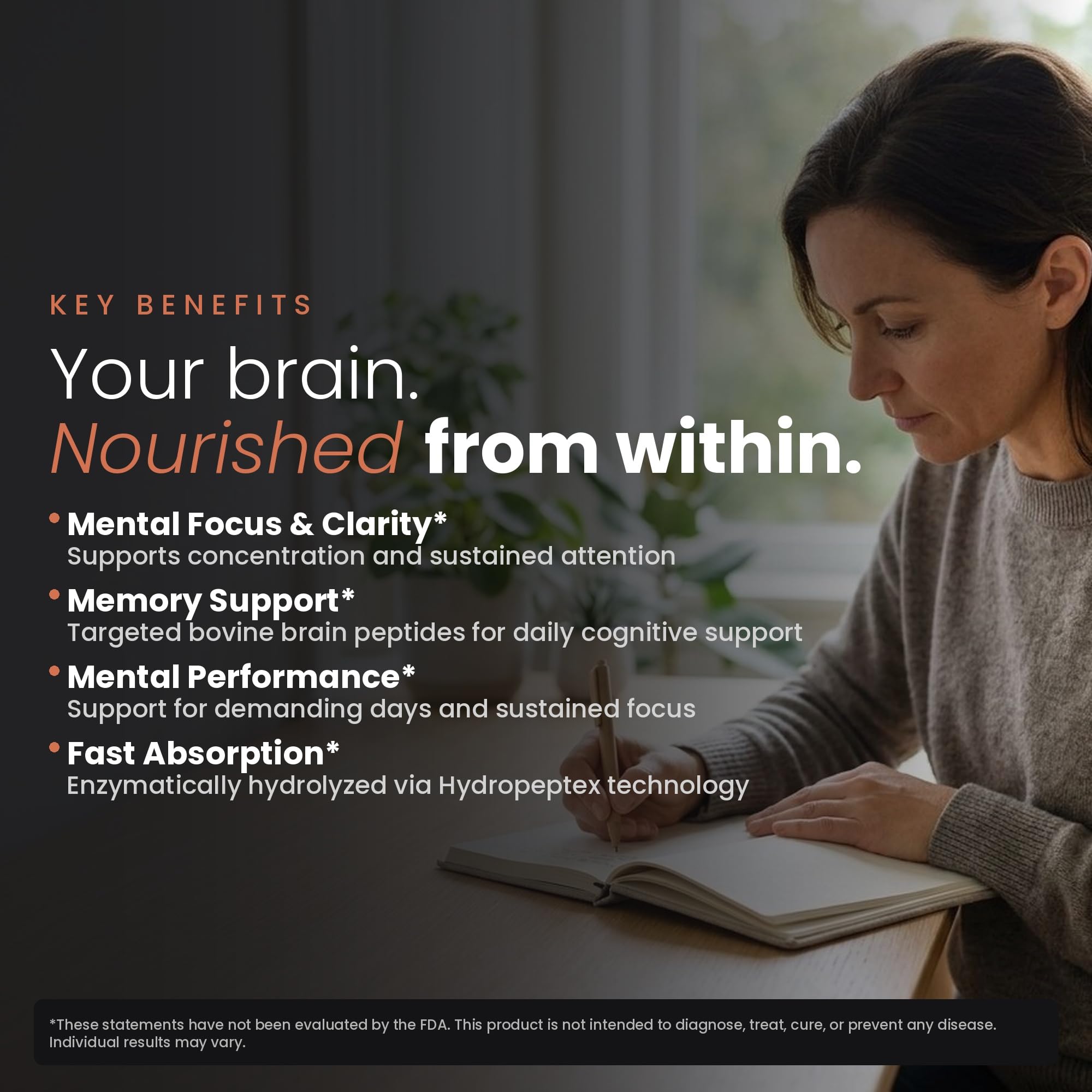 Nootropic Brain Supplement – Grass-Fed Bovine Brain Peptides for Focus, Memory & Mental Clarity – Ancestral Cognitive Support – Argentine Pasture-Raised, Non-GMO – 60 Capsules VILLAR BIOTECHBuy Supplements Australia