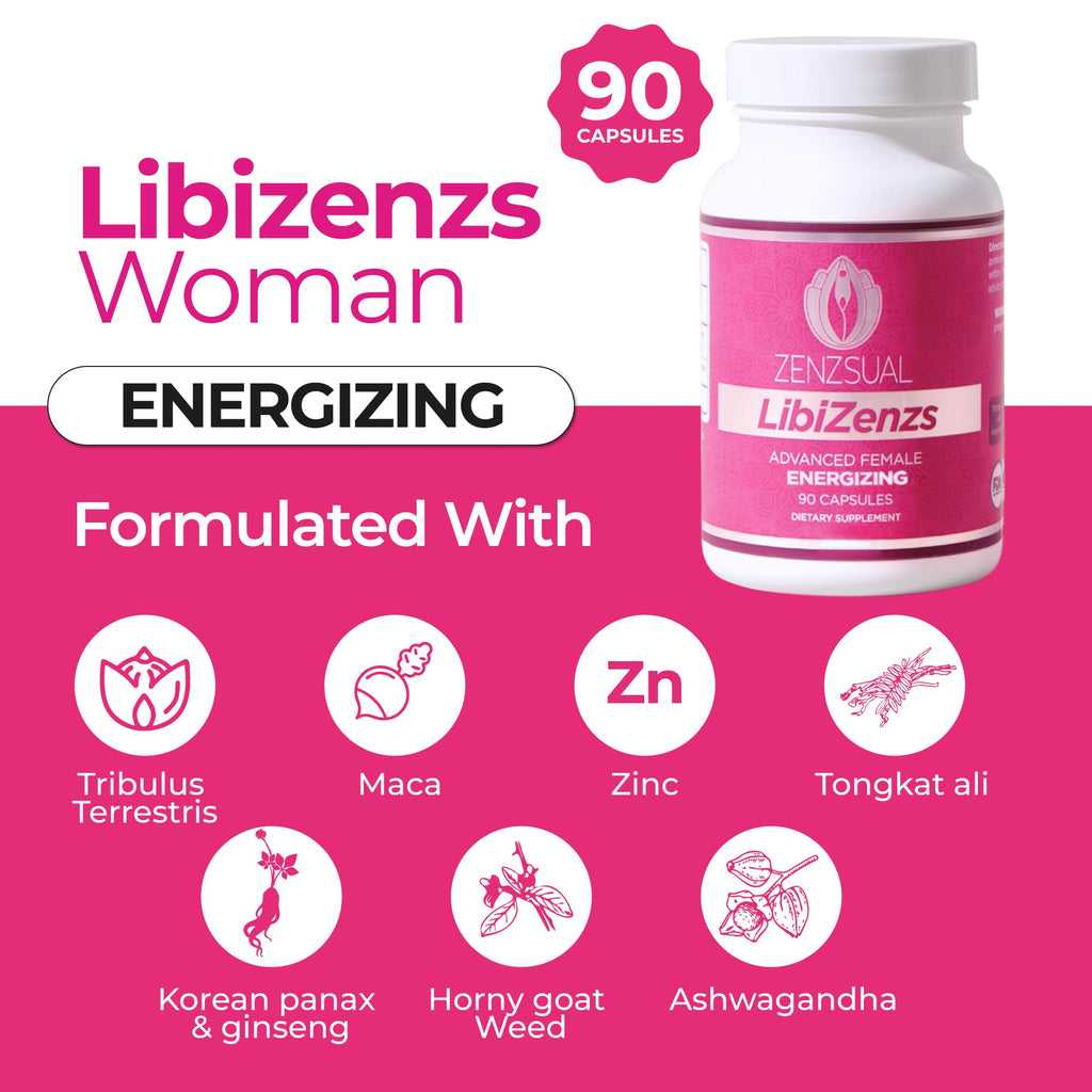 ZENZSUAL Libizenzs – Plant-Based Energy Support Supplement for Women – Caffeine-Free with Maca Root, Ashwagandha & Ginseng – Supports Daily Stamina, Focus & Well-Being – 90 Vegan Capsules ZENZSUALBuy Supplements Australia