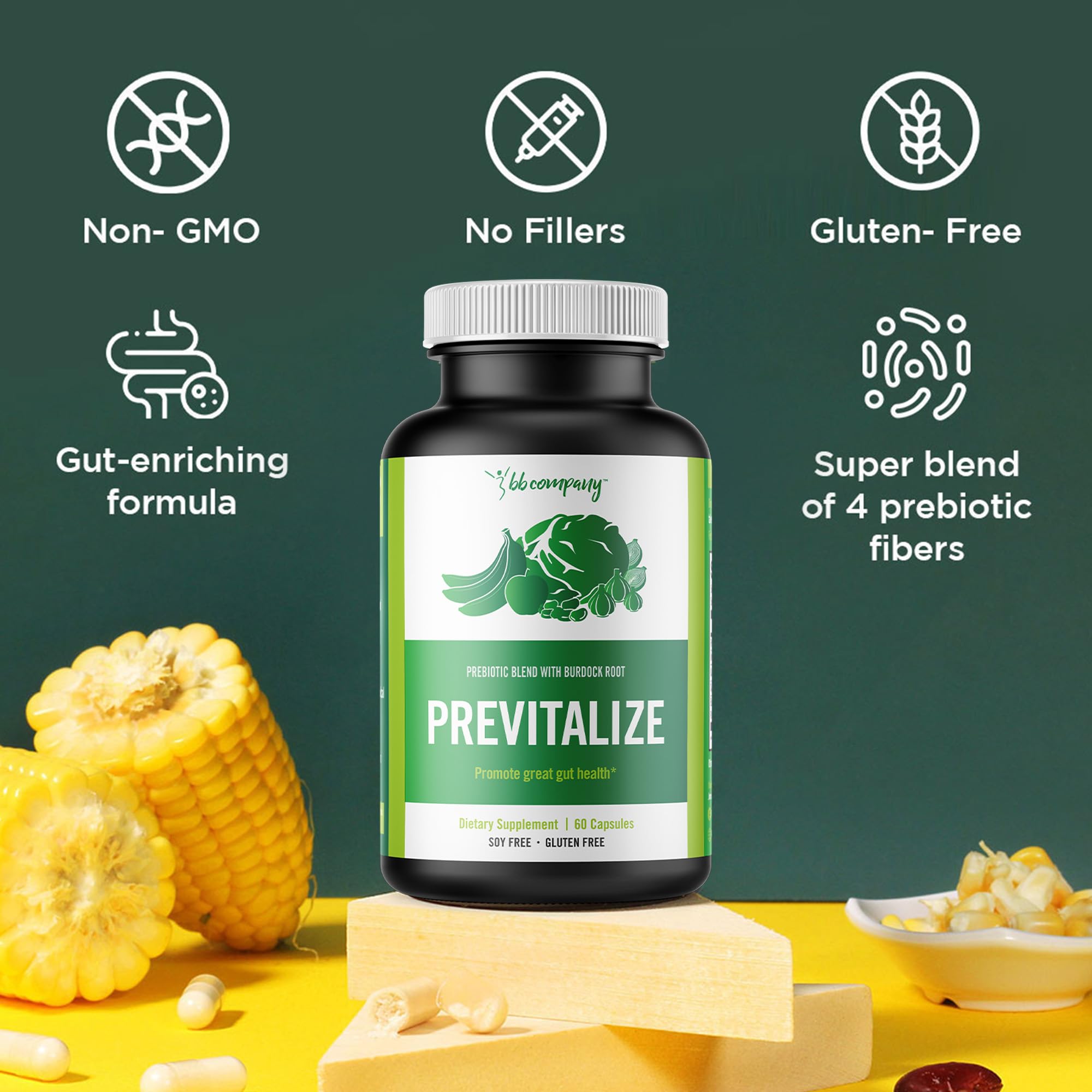 BB Company Previtalize | Prebiotics for Women, Prebiotic Fiber for Gut Health, Digestive Health | Food for Good Probiotics